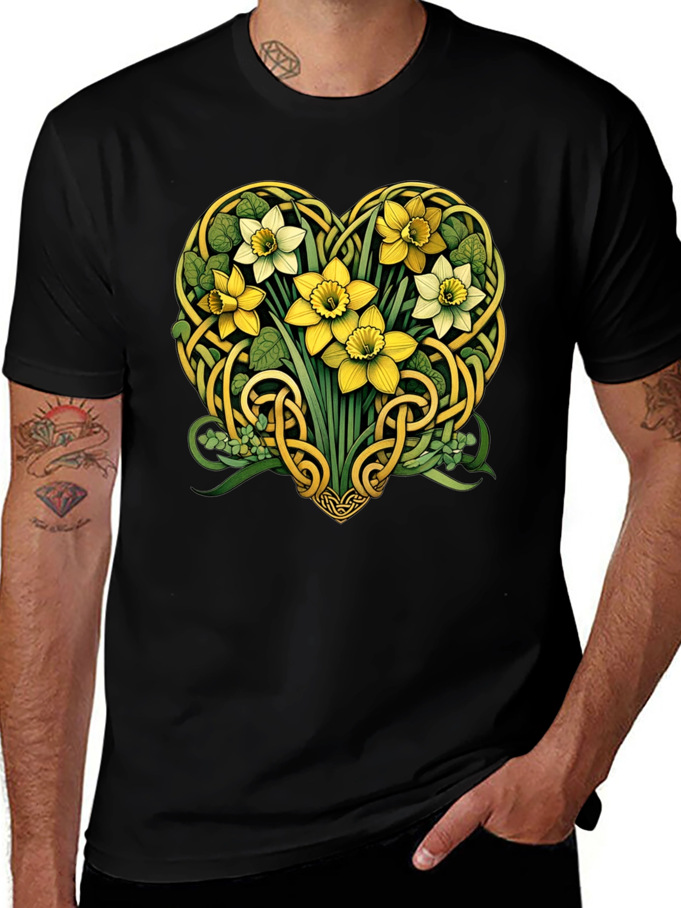 Celtic Knot Heart Daffodil Graphic Tee