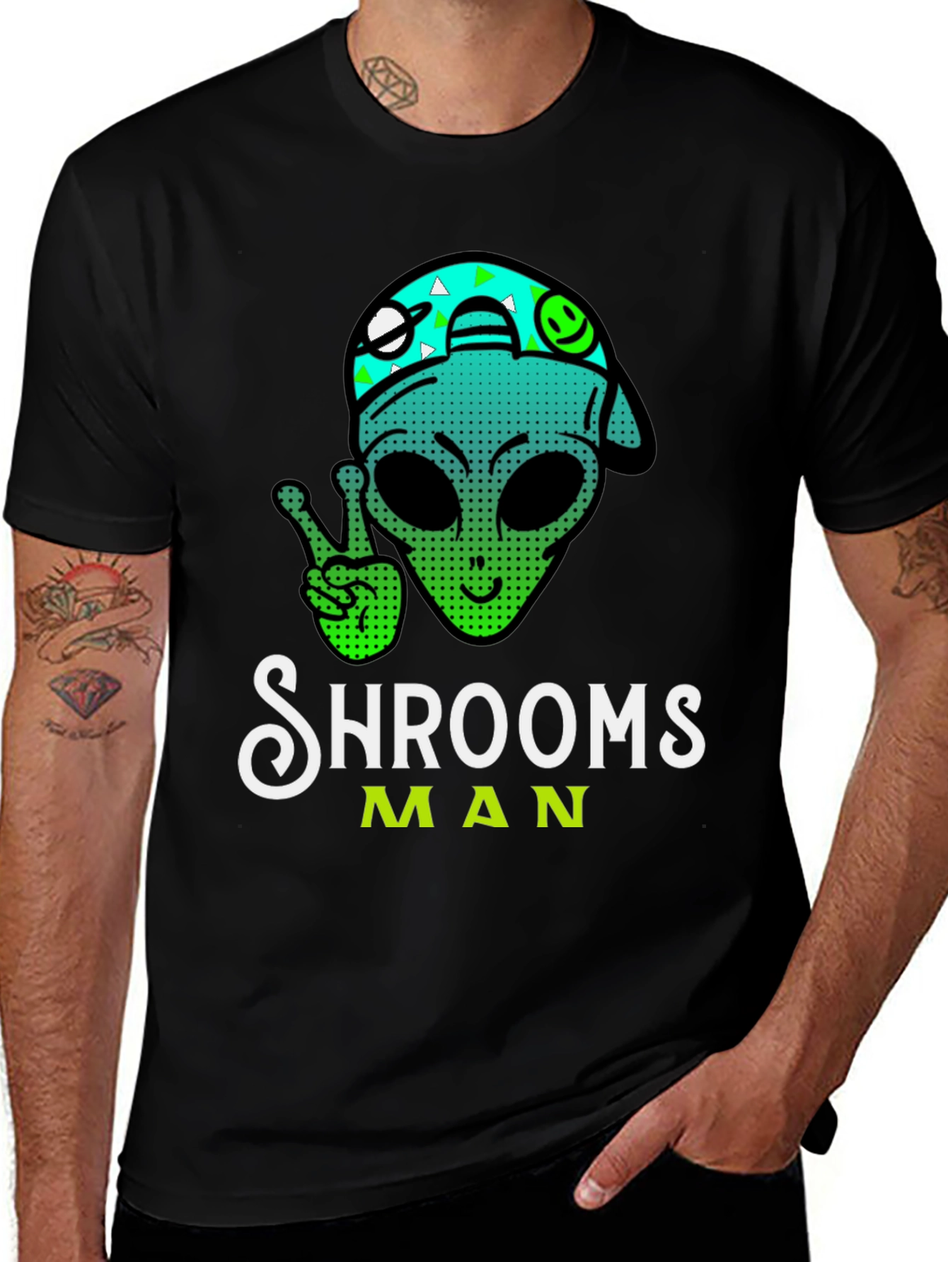 Shrooms Man Alien Graphic Tee