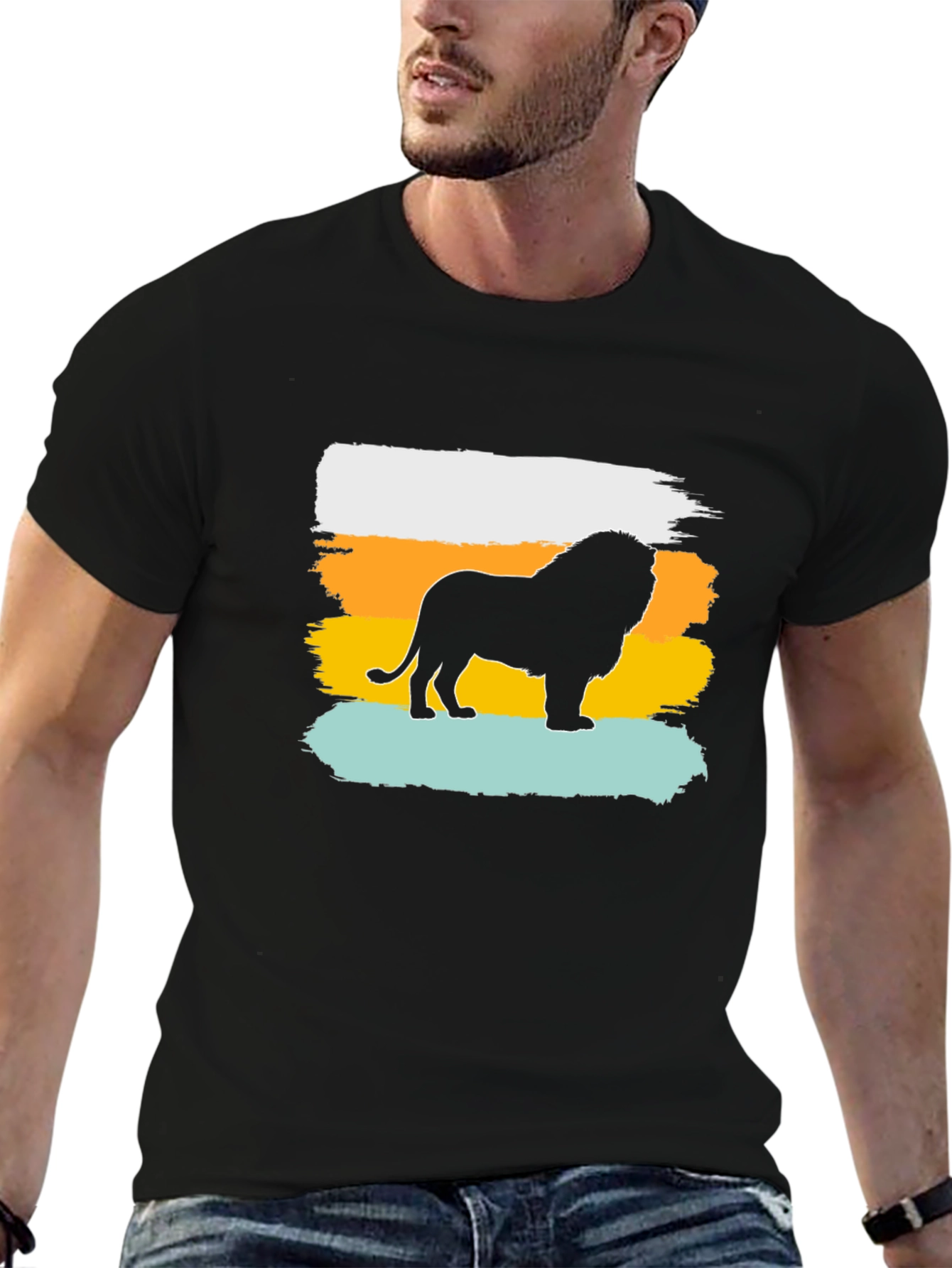 Lion Graphic Tee - Trendy Mens Black T-Shirt