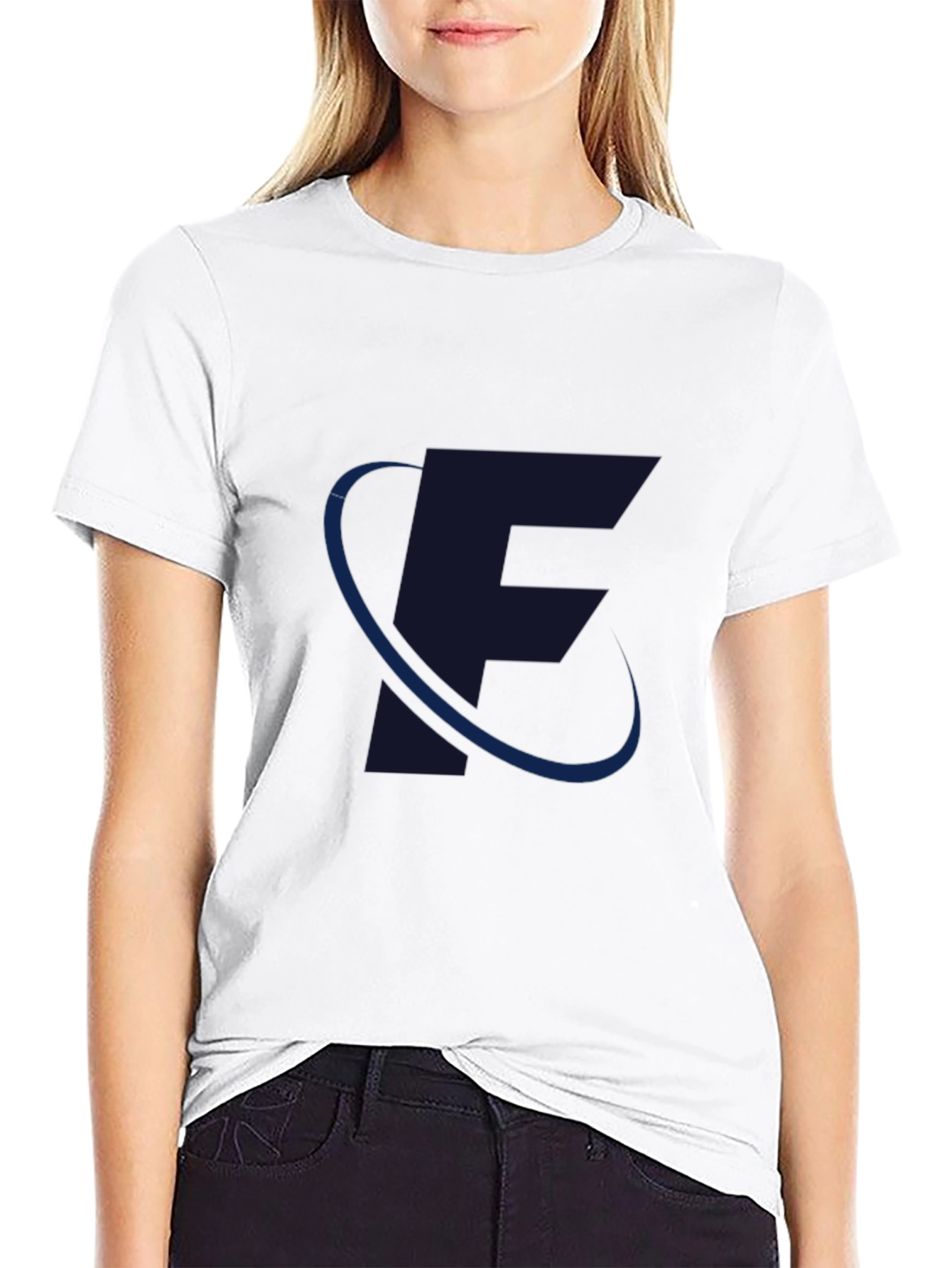 Mens Black T-Shirt with Stylish F Design