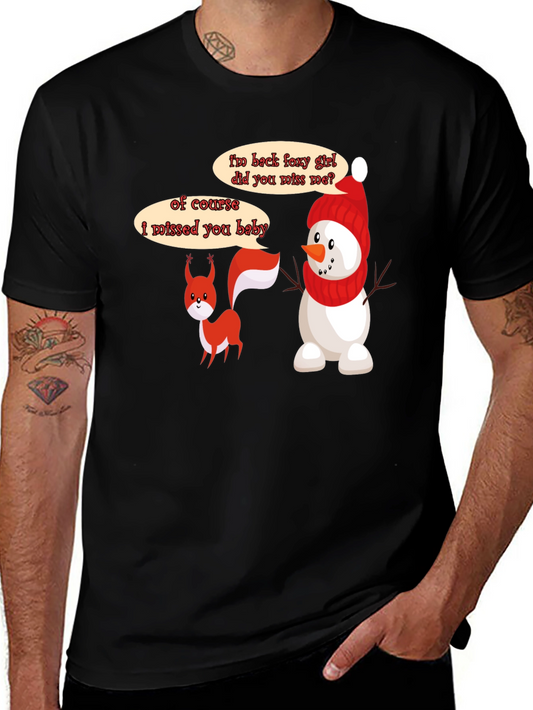 Funny Squirrel & Snowman T-Shirt