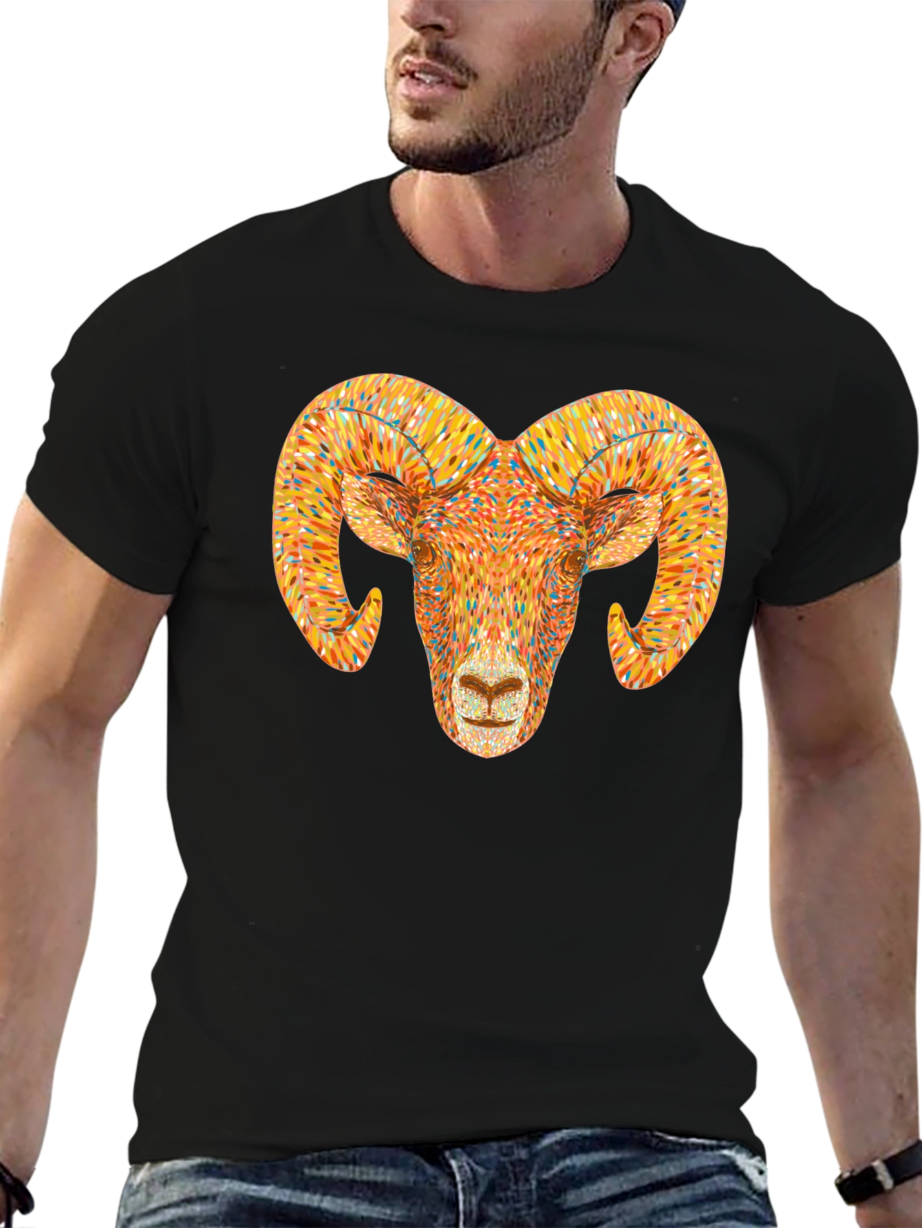 Ram Head Graphic T-Shirt - Bold Animal Tee
