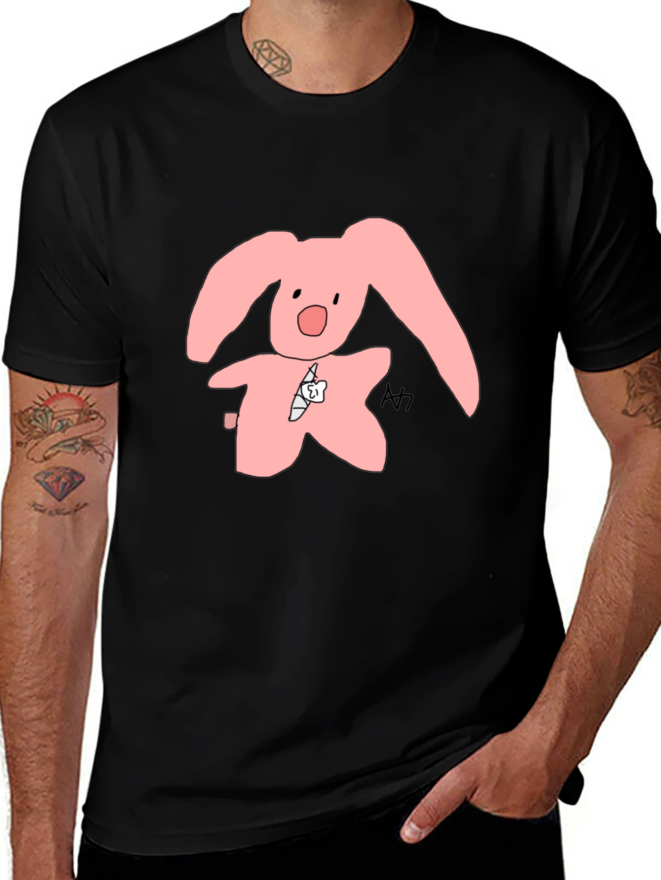 Pink Bunny Graphic Tee - Soft Cotton Blend