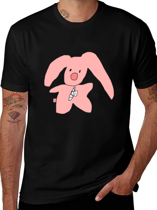 Pink Bunny Graphic Tee - Soft Cotton Blend