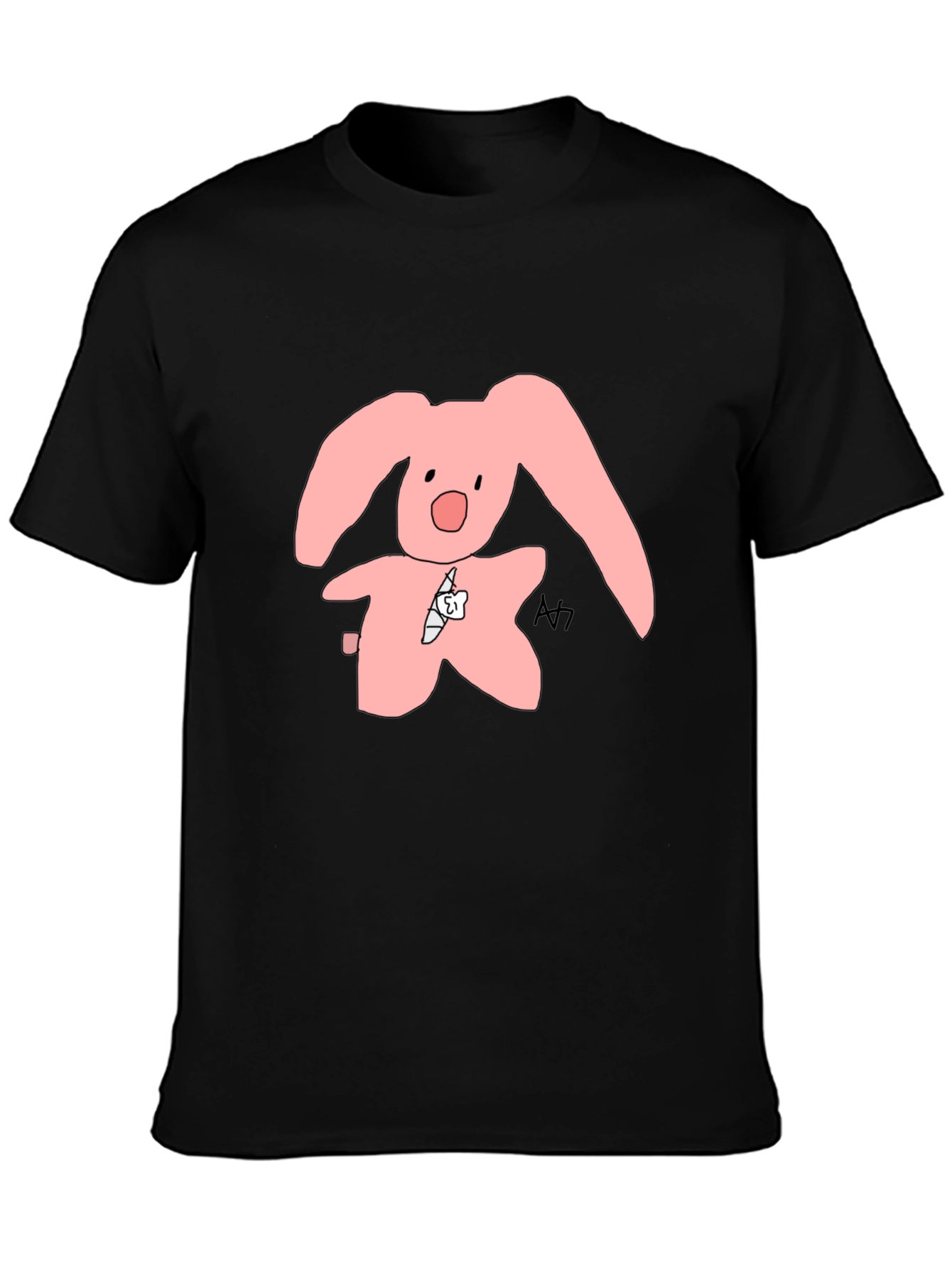 Pink Bunny Graphic Tee - Soft Cotton Blend