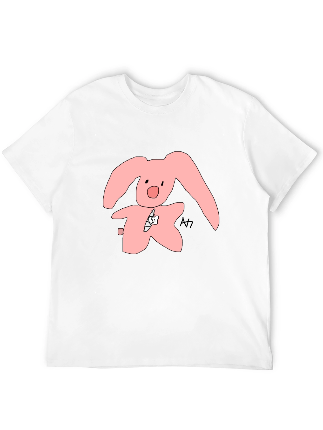 Pink Bunny Graphic Tee - Soft Cotton Blend