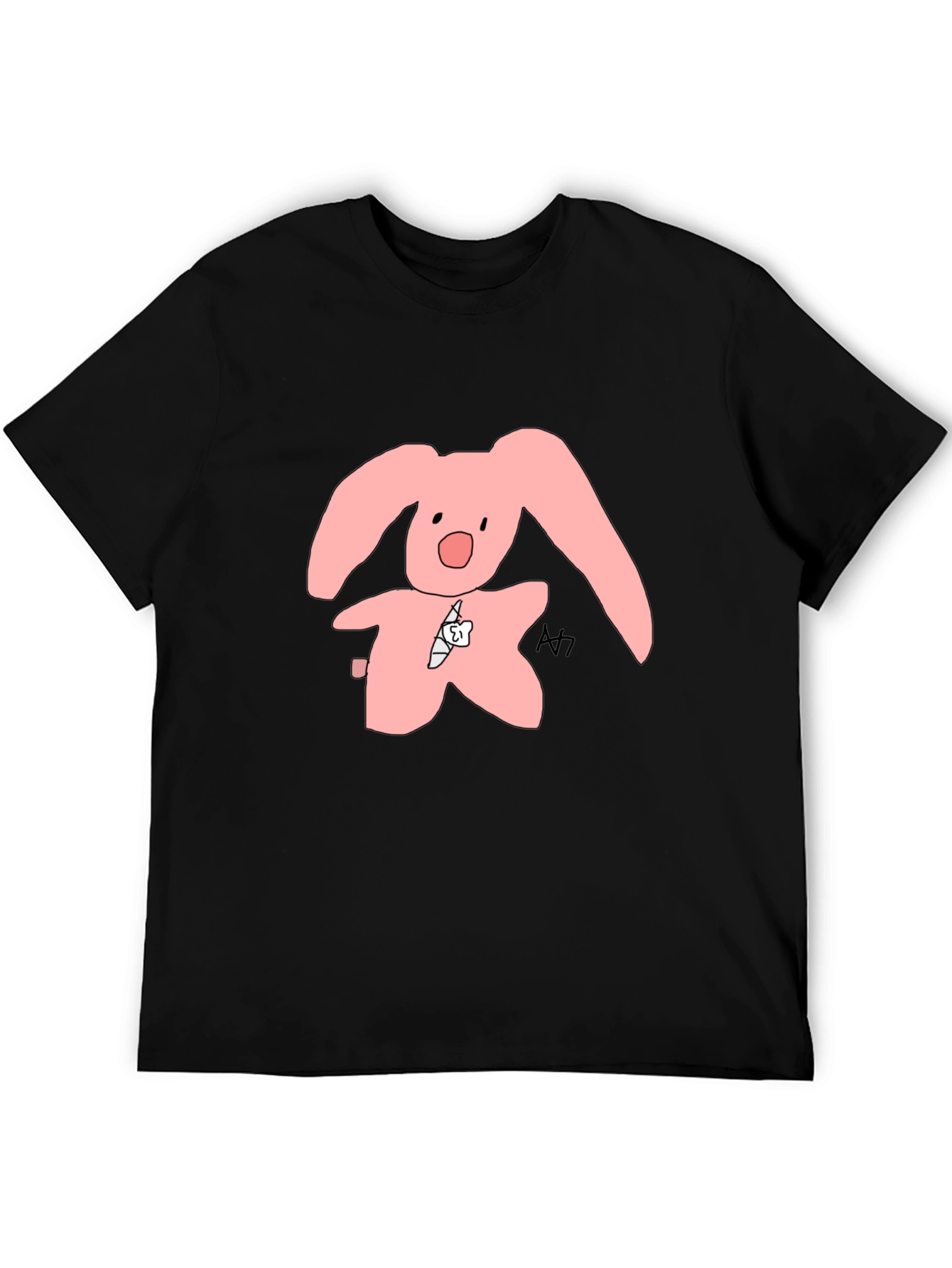 Pink Bunny Graphic Tee - Soft Cotton Blend