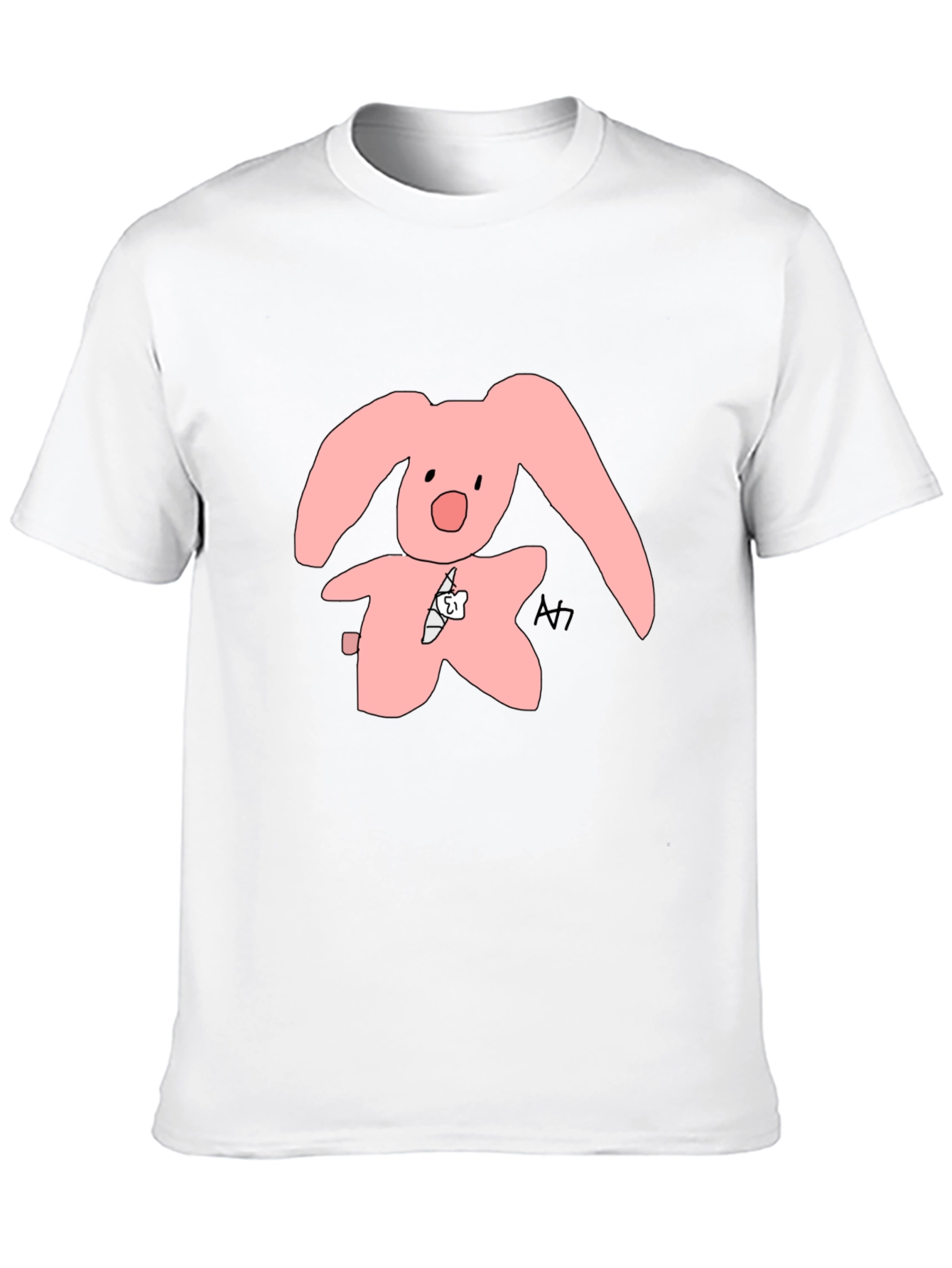 Pink Bunny Graphic Tee - Soft Cotton Blend