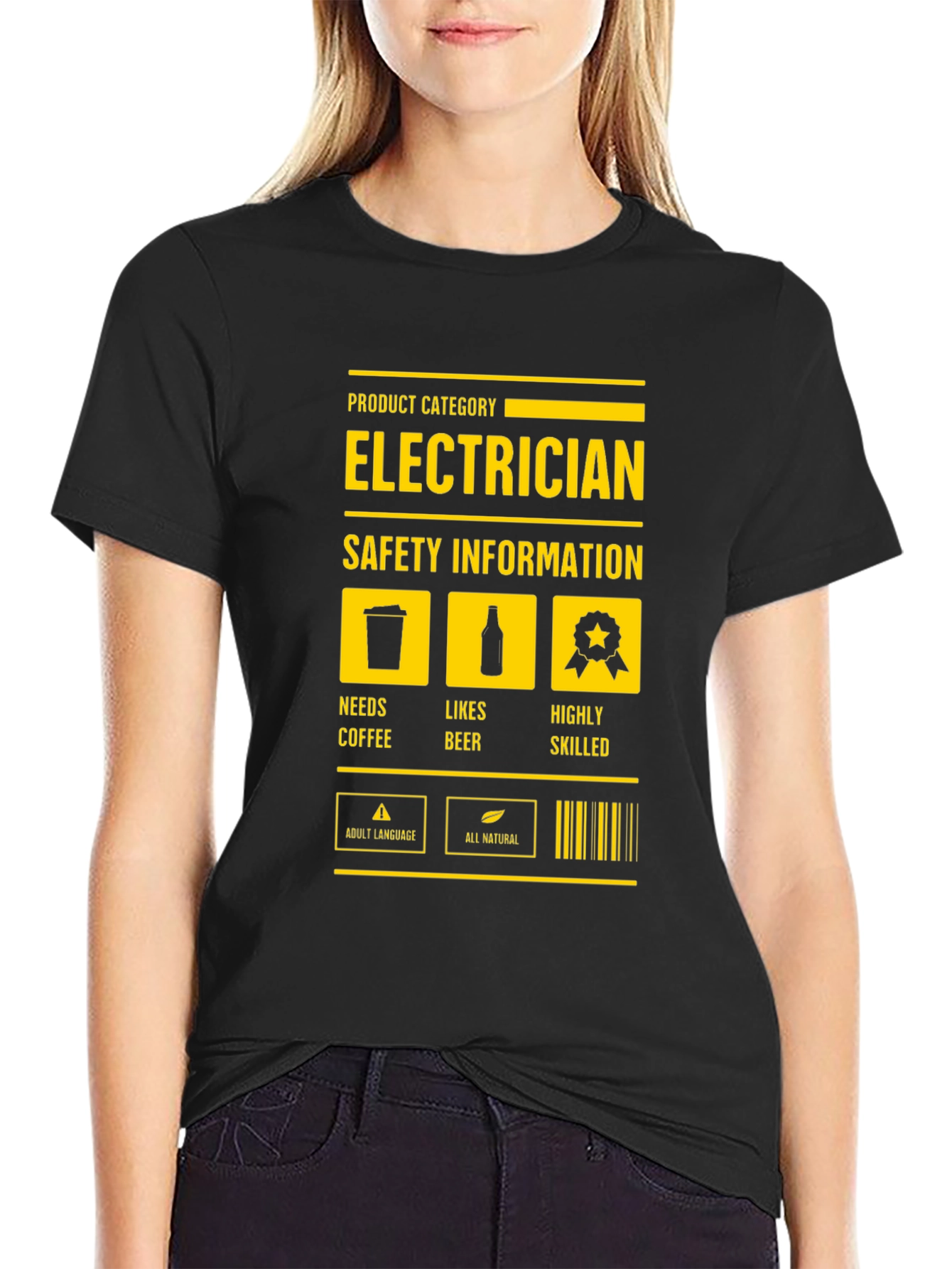 Electrician Safety Information Black T-Shirt