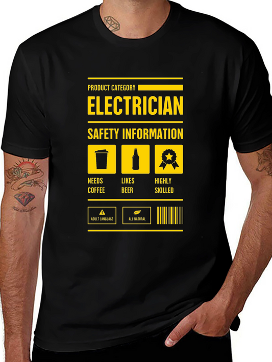 Electrician Safety Information Black T-Shirt