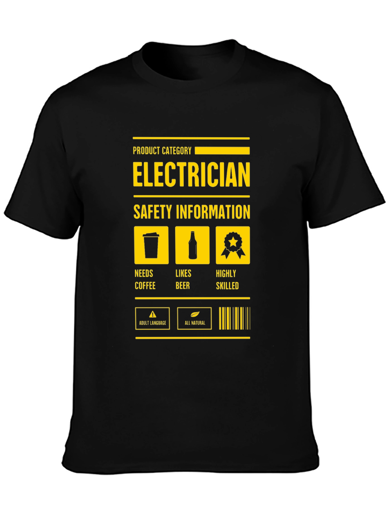 Electrician Safety Information Black T-Shirt