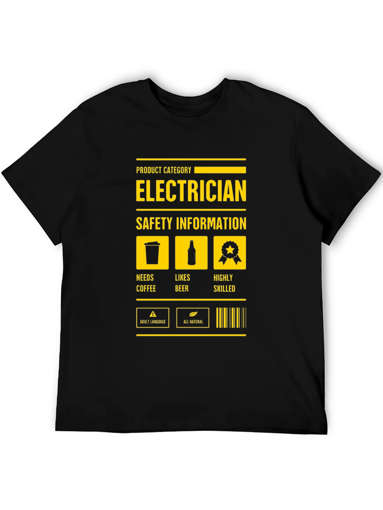 Electrician Safety Information Black T-Shirt