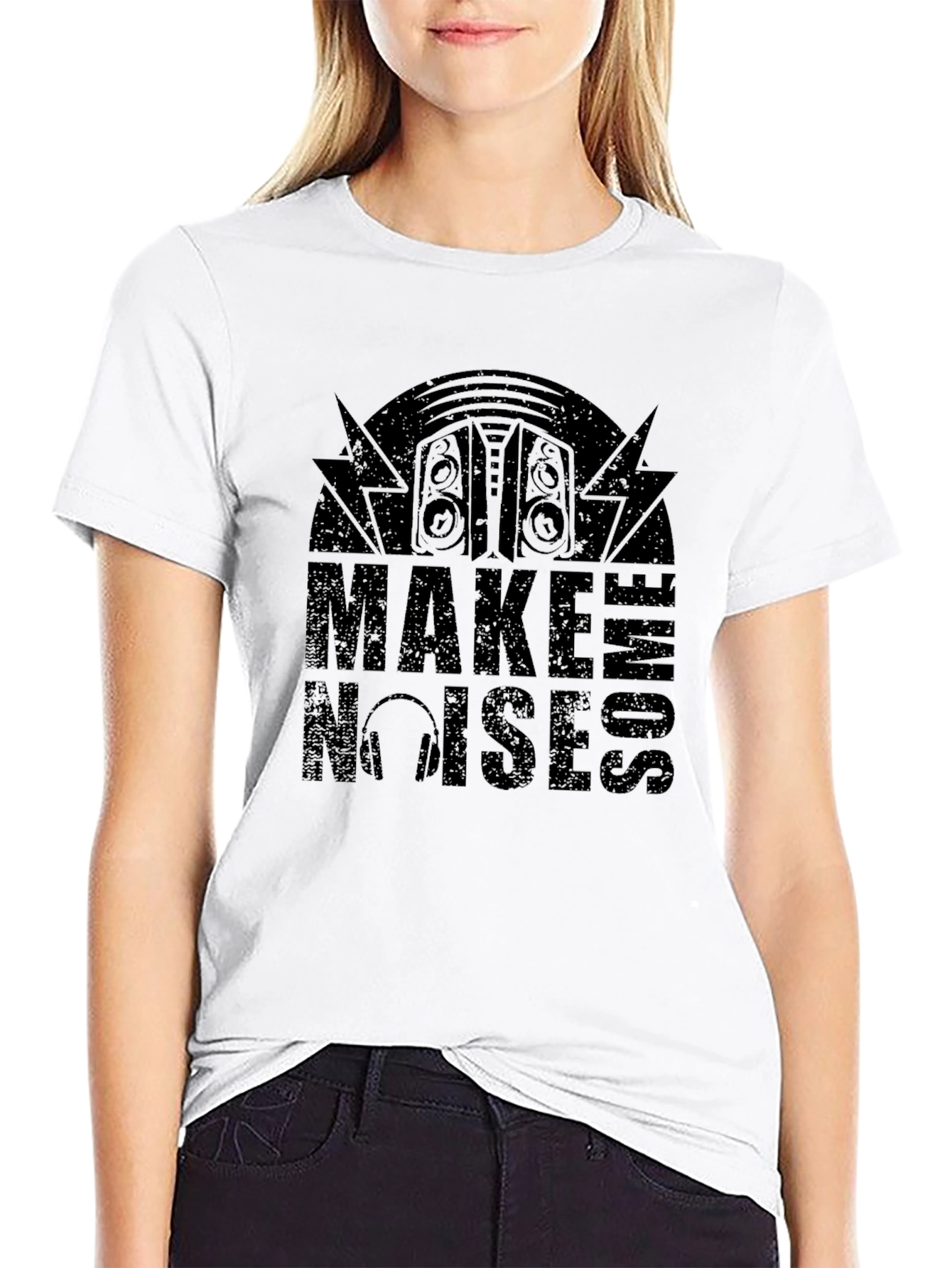 Make Some Noise Graphic Tee - Black Cotton T-Shirt