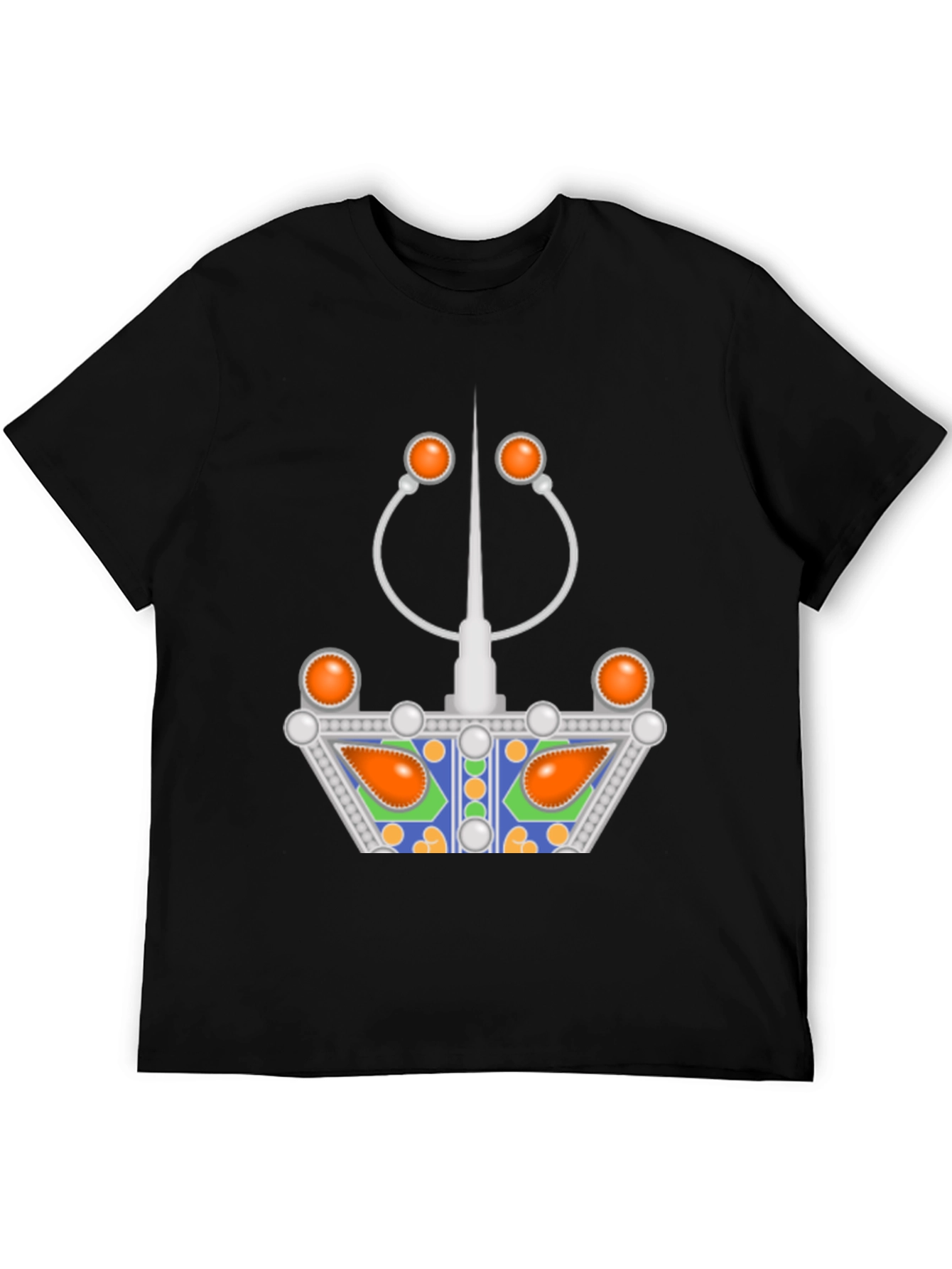 Unique Graphic Tee - Silver and Orange Design