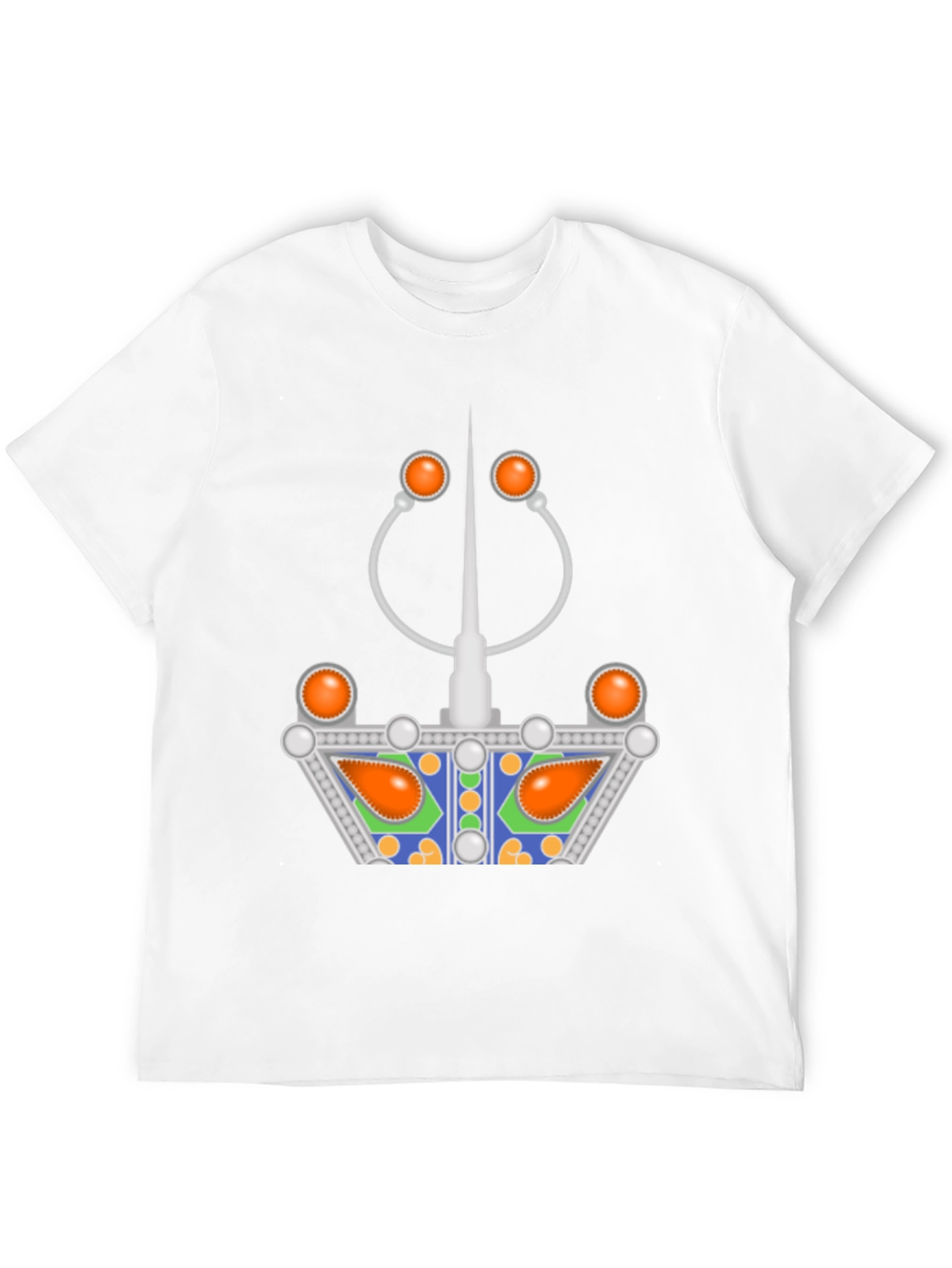 Unique Graphic Tee - Silver and Orange Design