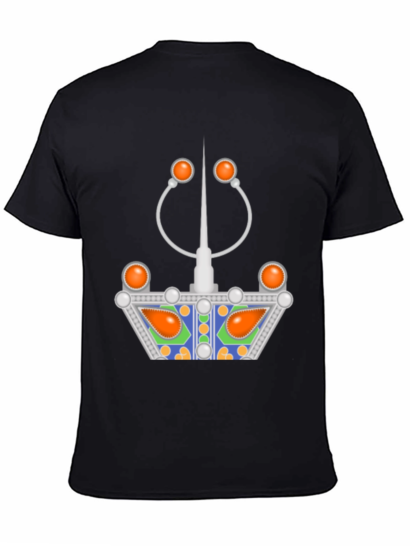 Unique Graphic Tee - Silver and Orange Design