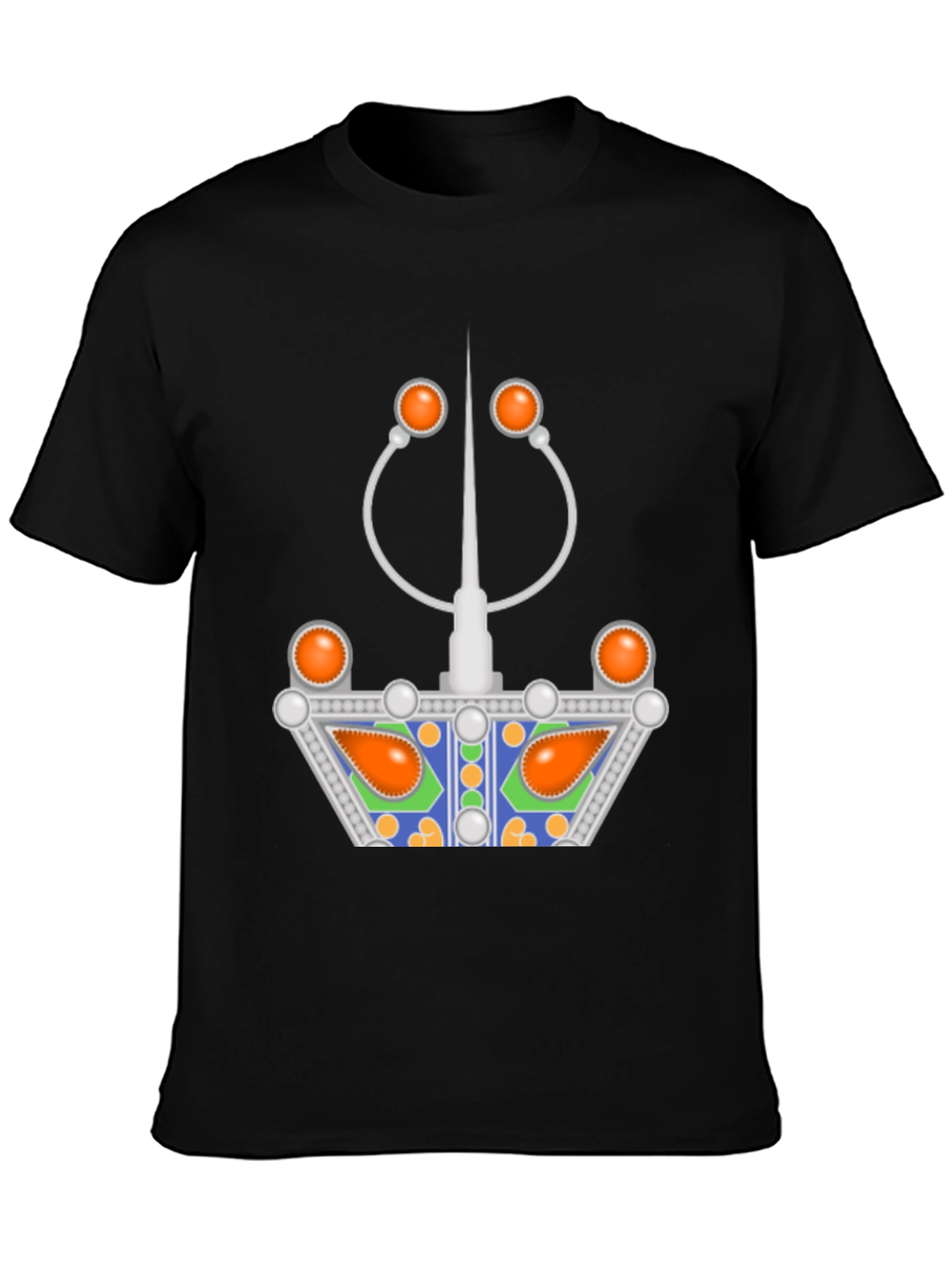 Unique Graphic Tee - Silver and Orange Design