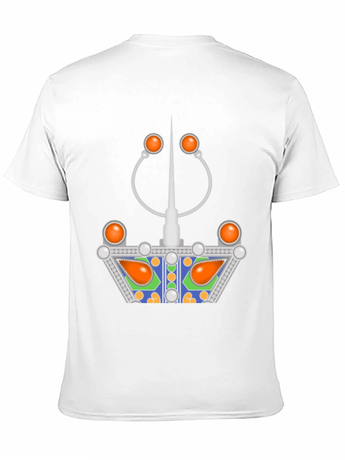 Unique Graphic Tee - Silver and Orange Design