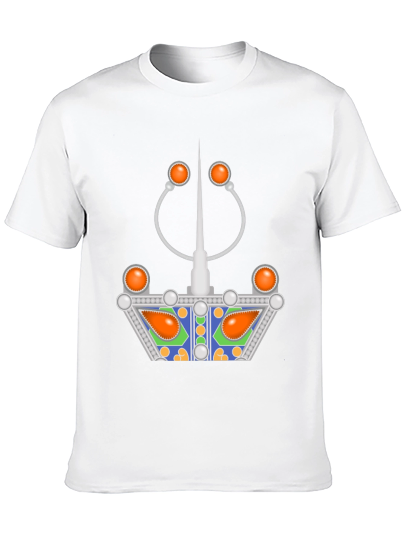 Unique Graphic Tee - Silver and Orange Design