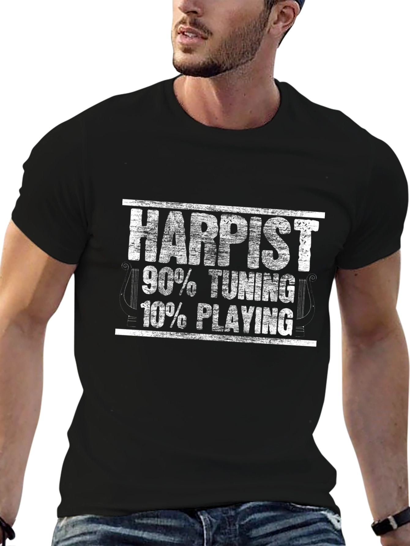 Harpist Funny Music T-Shirt - 90% Tuning 10% Playing