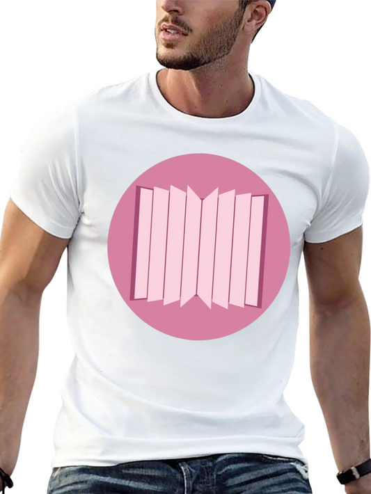 Stylish Black Tee with Geometric Pink Circle Design