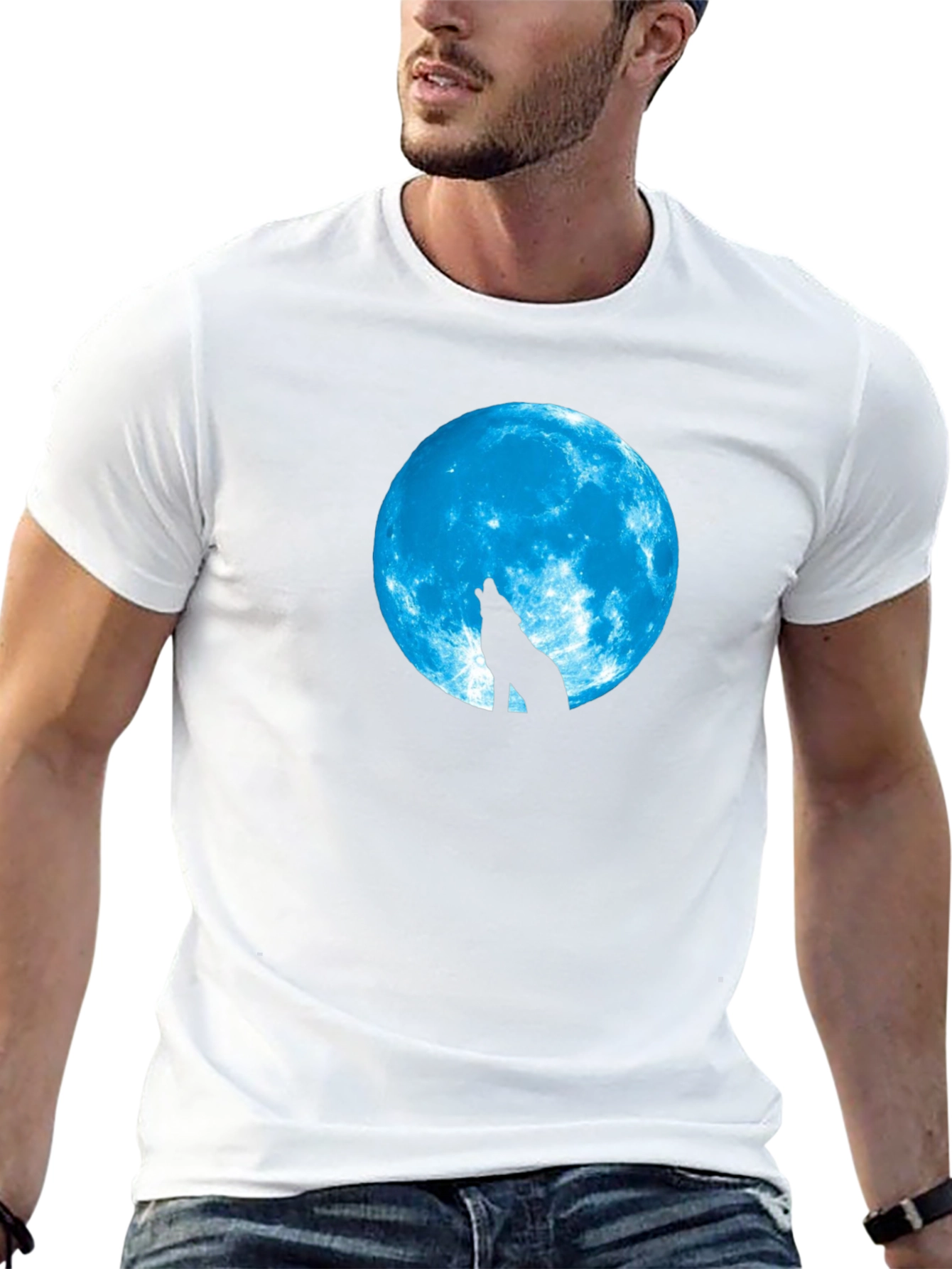 Wolf Moon Graphic Tee - Black Cotton T-Shirt