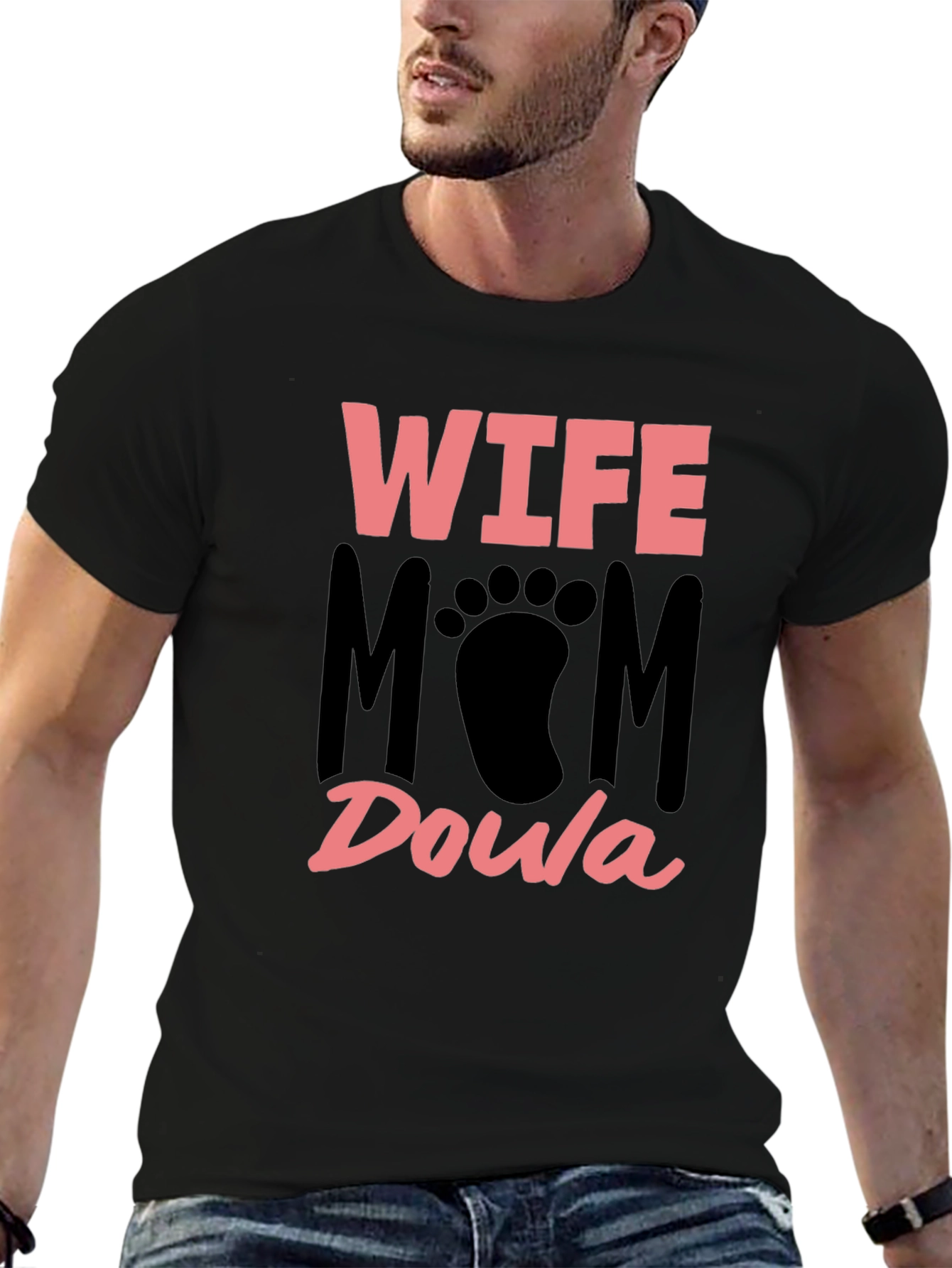 Wife Mom Doula T-Shirt - Black Cotton Tee