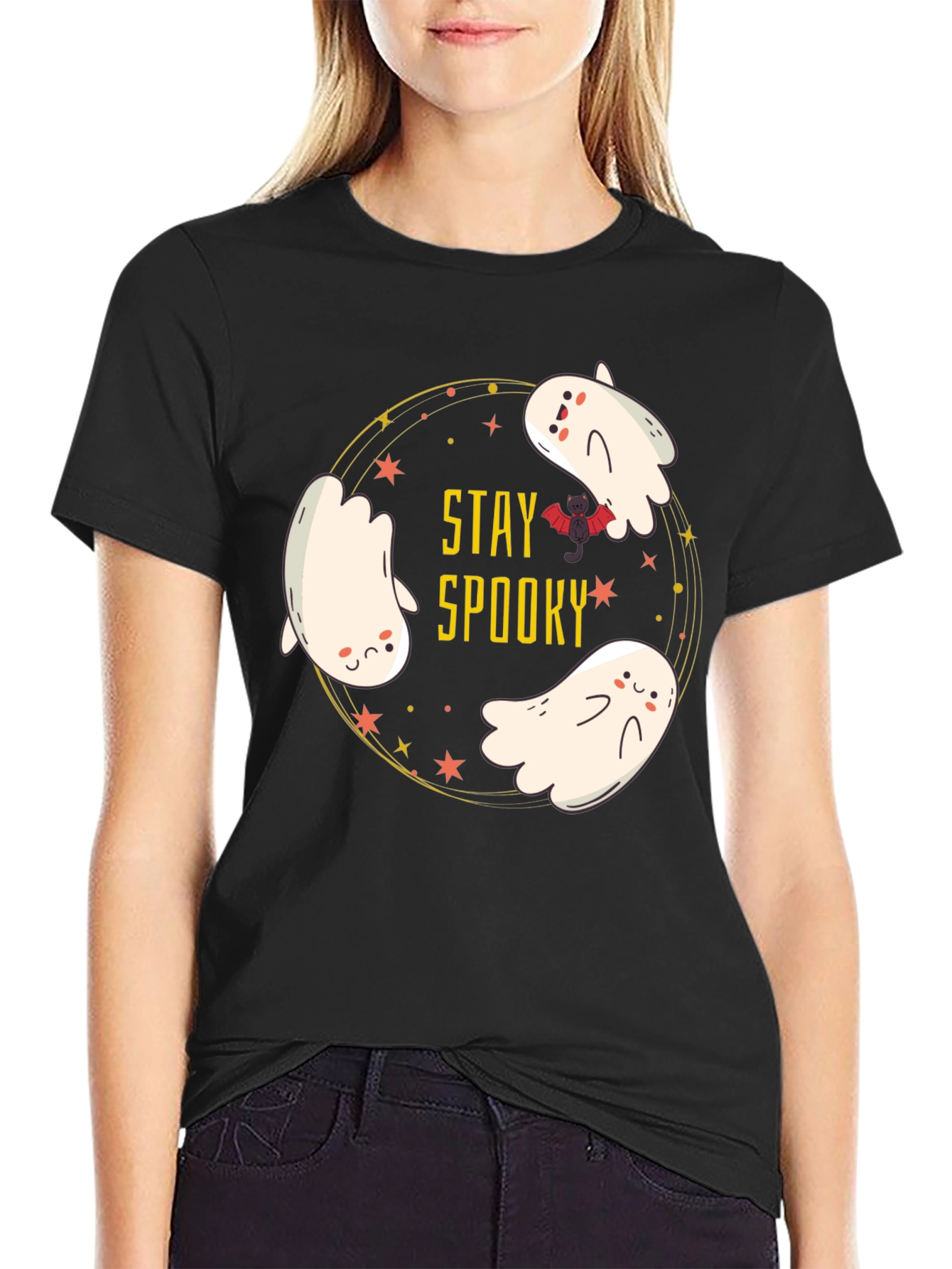 Stay Spooky Ghost Graphic Tee - Halloween T-Shirt