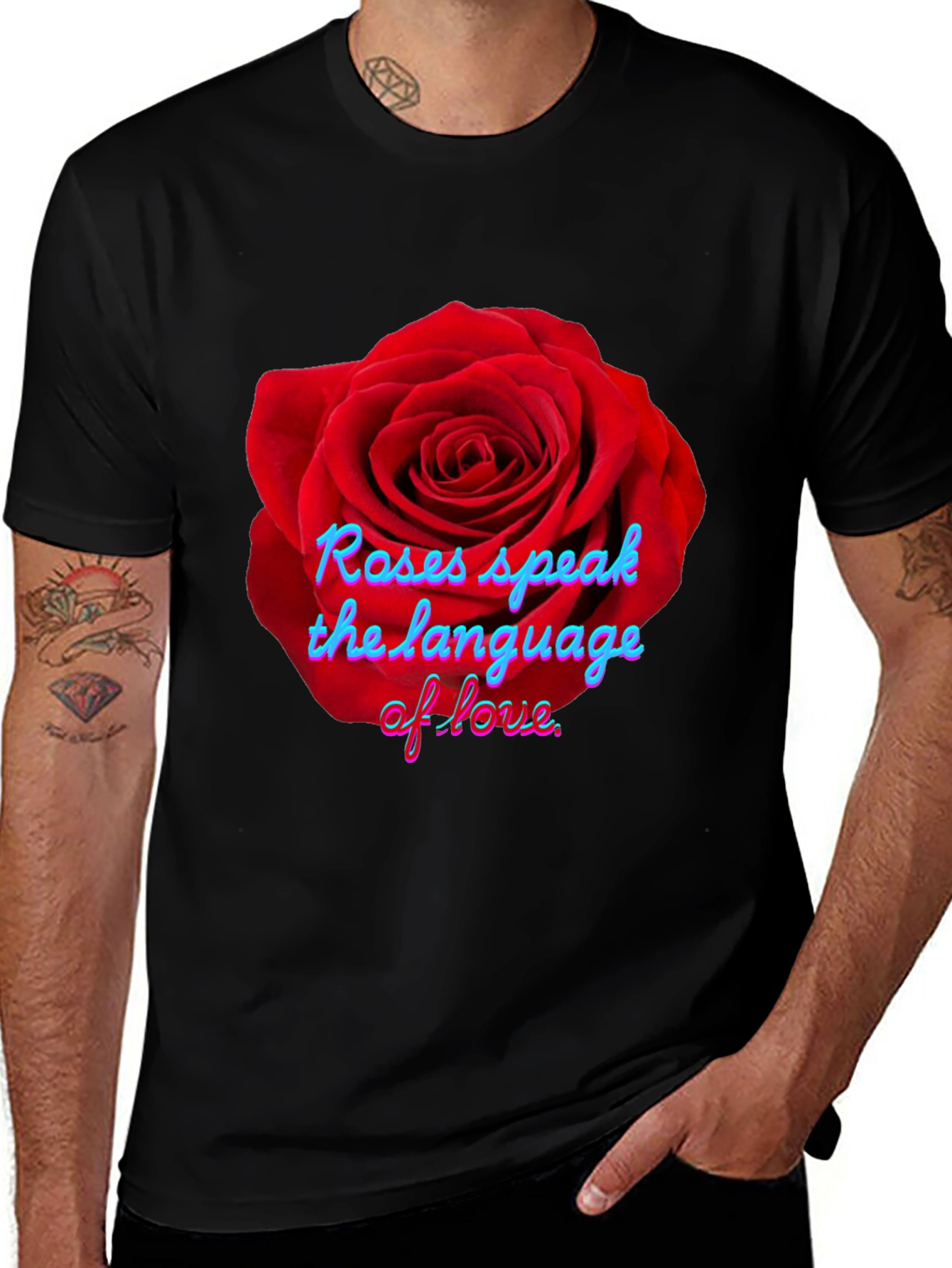 Roses Speak Black T-Shirt