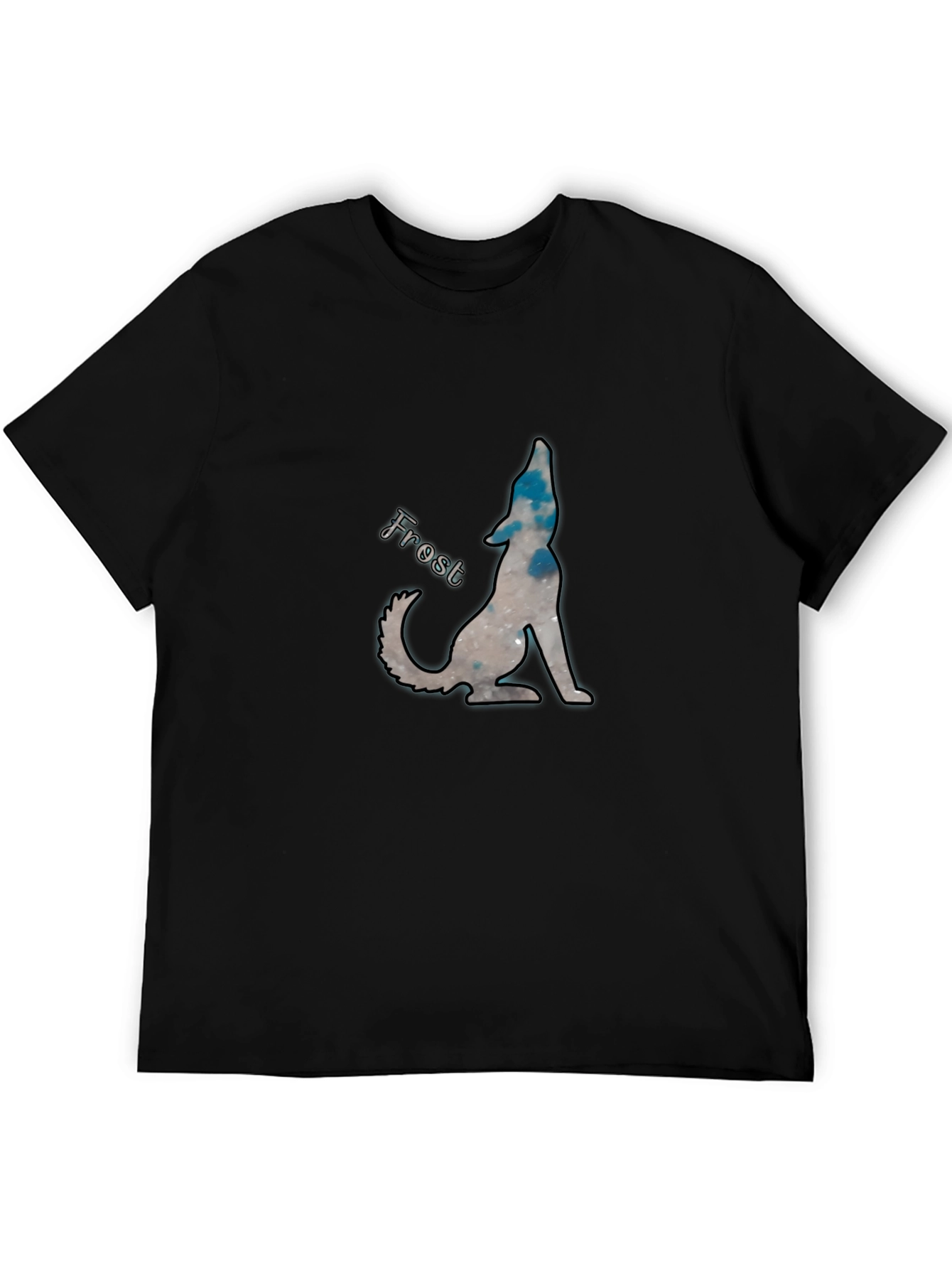 Frost Wolf Graphic Tee - Black Cotton Blend