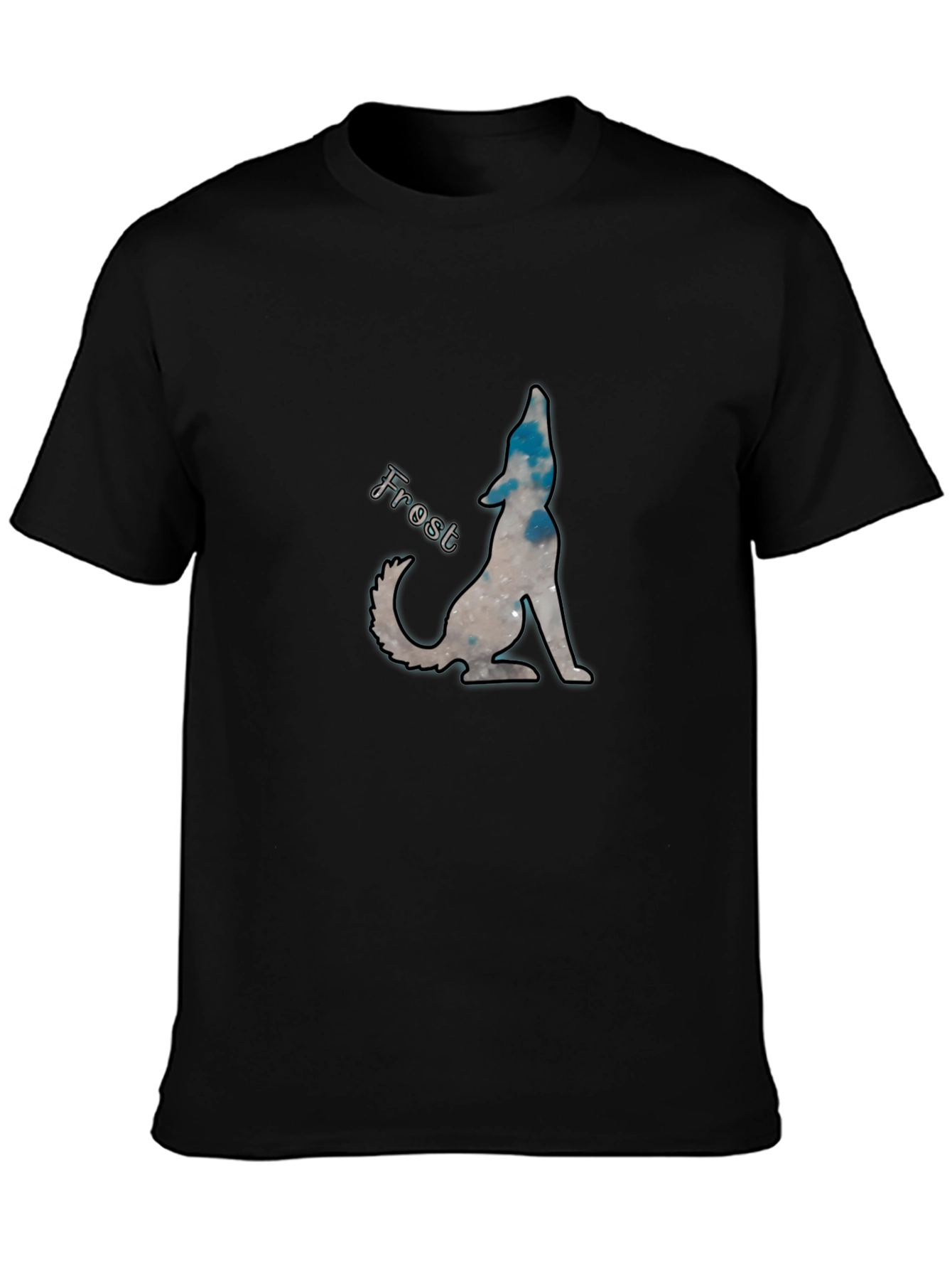 Frost Wolf Graphic Tee - Black Cotton Blend
