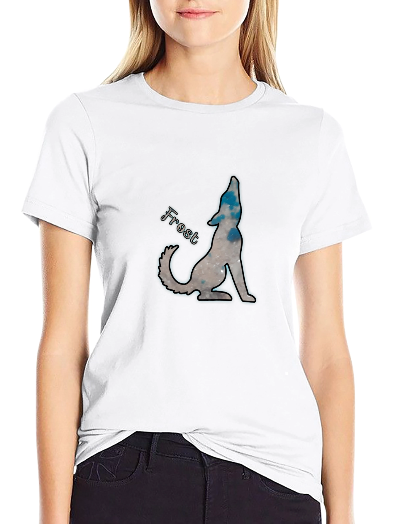 Frost Wolf Graphic Tee - Black Cotton Blend