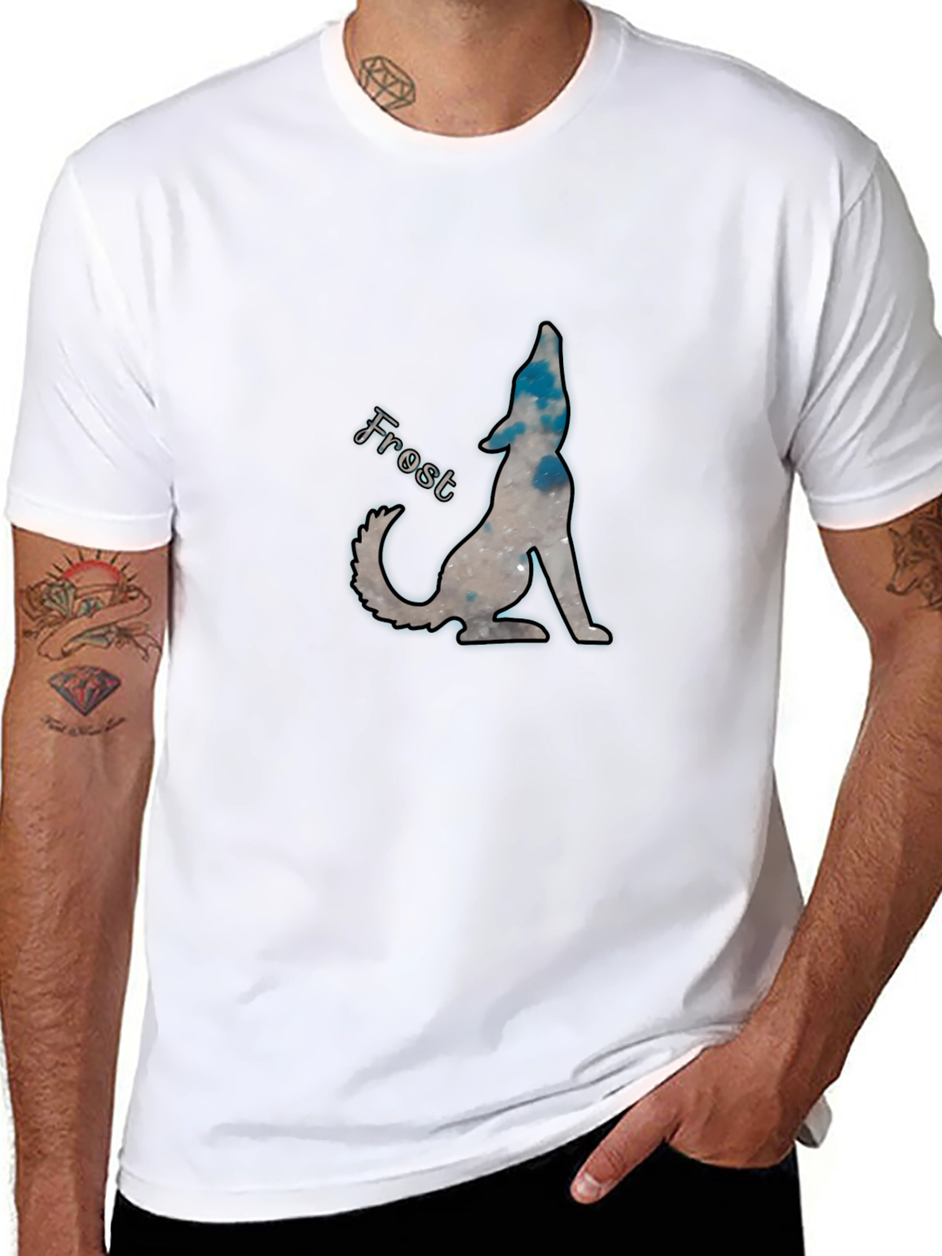Frost Wolf Graphic Tee - Black Cotton Blend