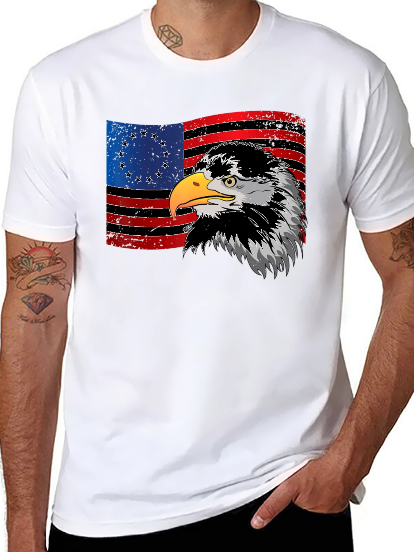 Eagle & Betsy Ross Flag Graphic T-Shirt