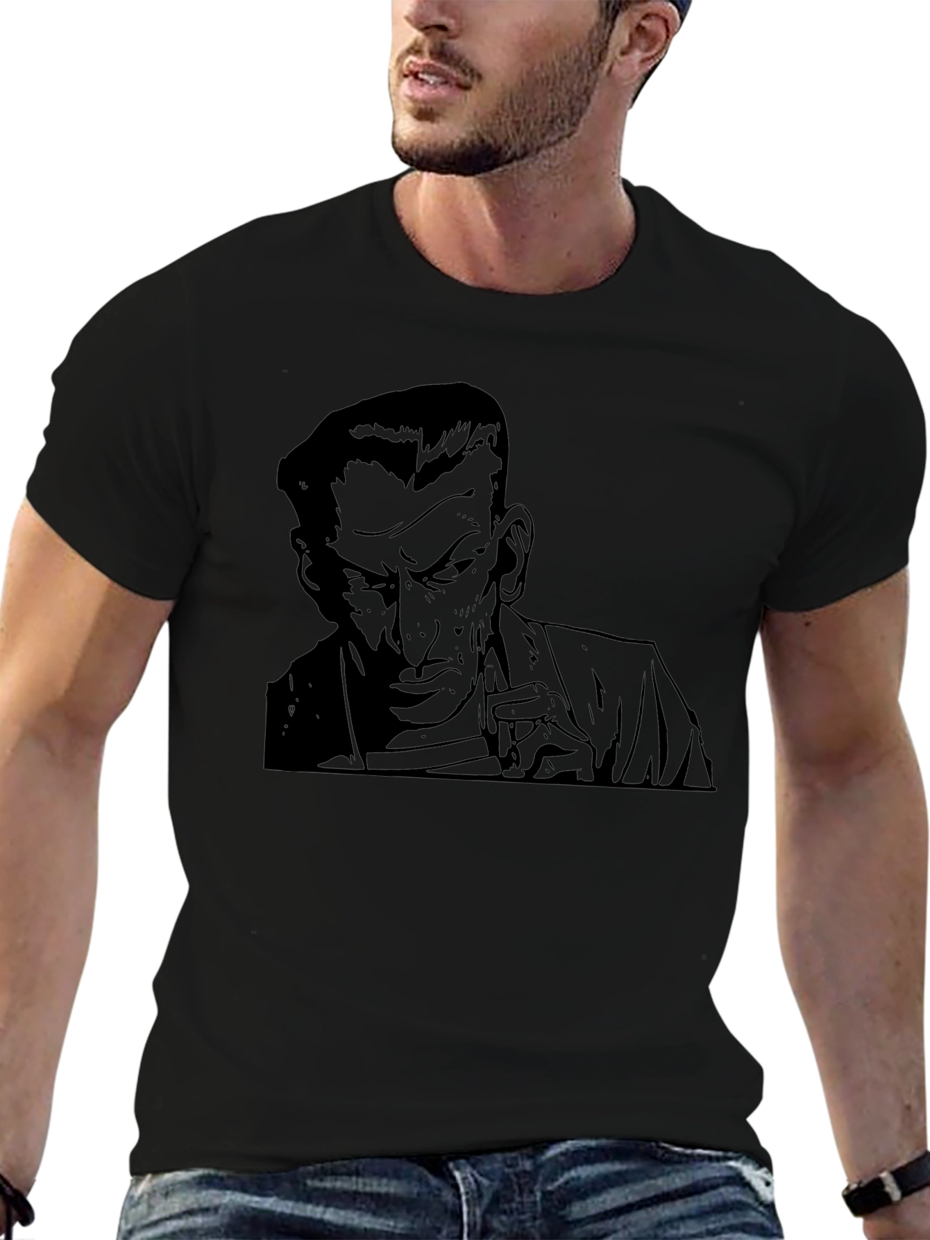Mens Graphic Print T-Shirt - Retro Noir Design