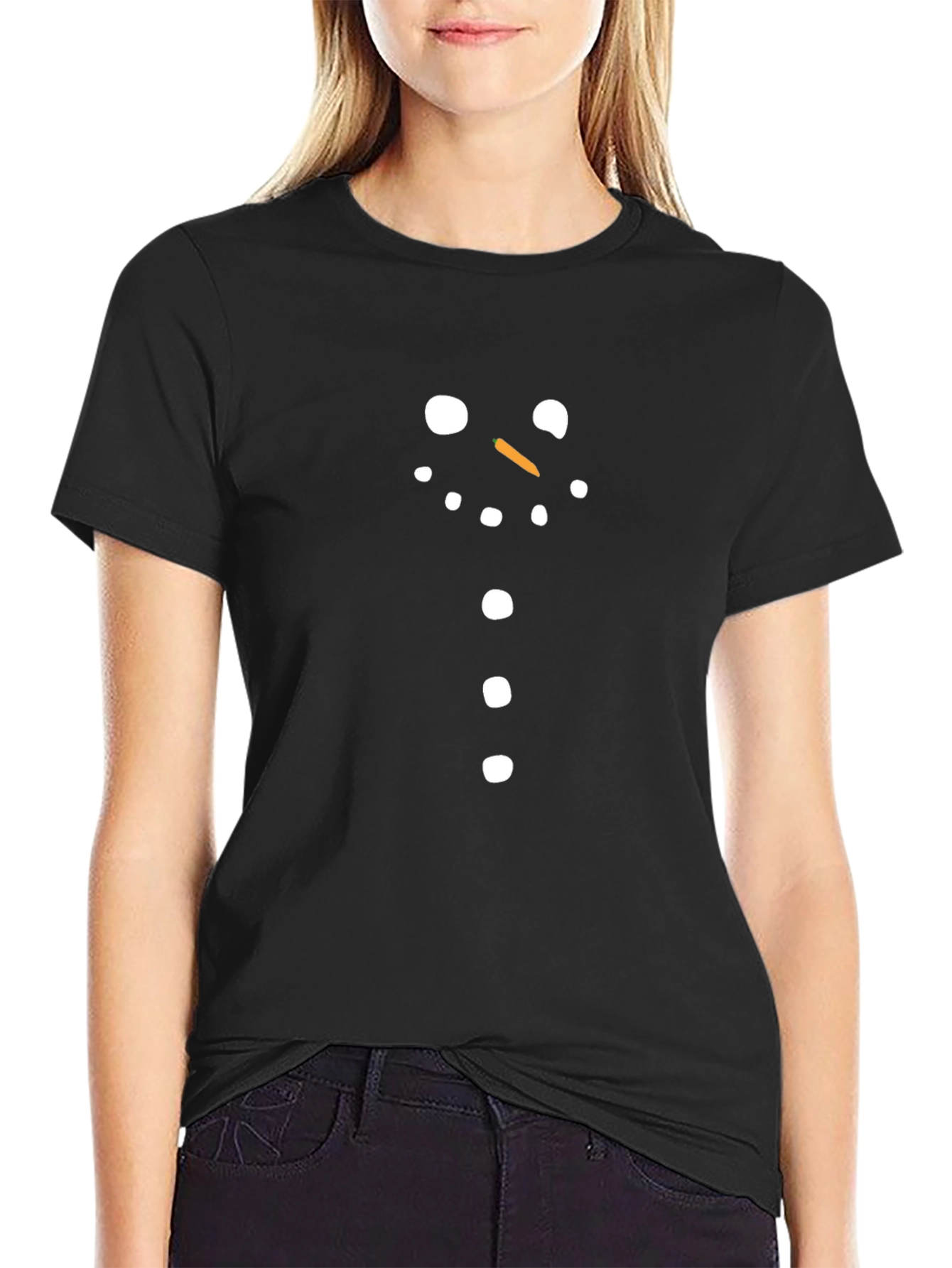 Snowman Face Graphic Tee - Holiday Festive Shirt