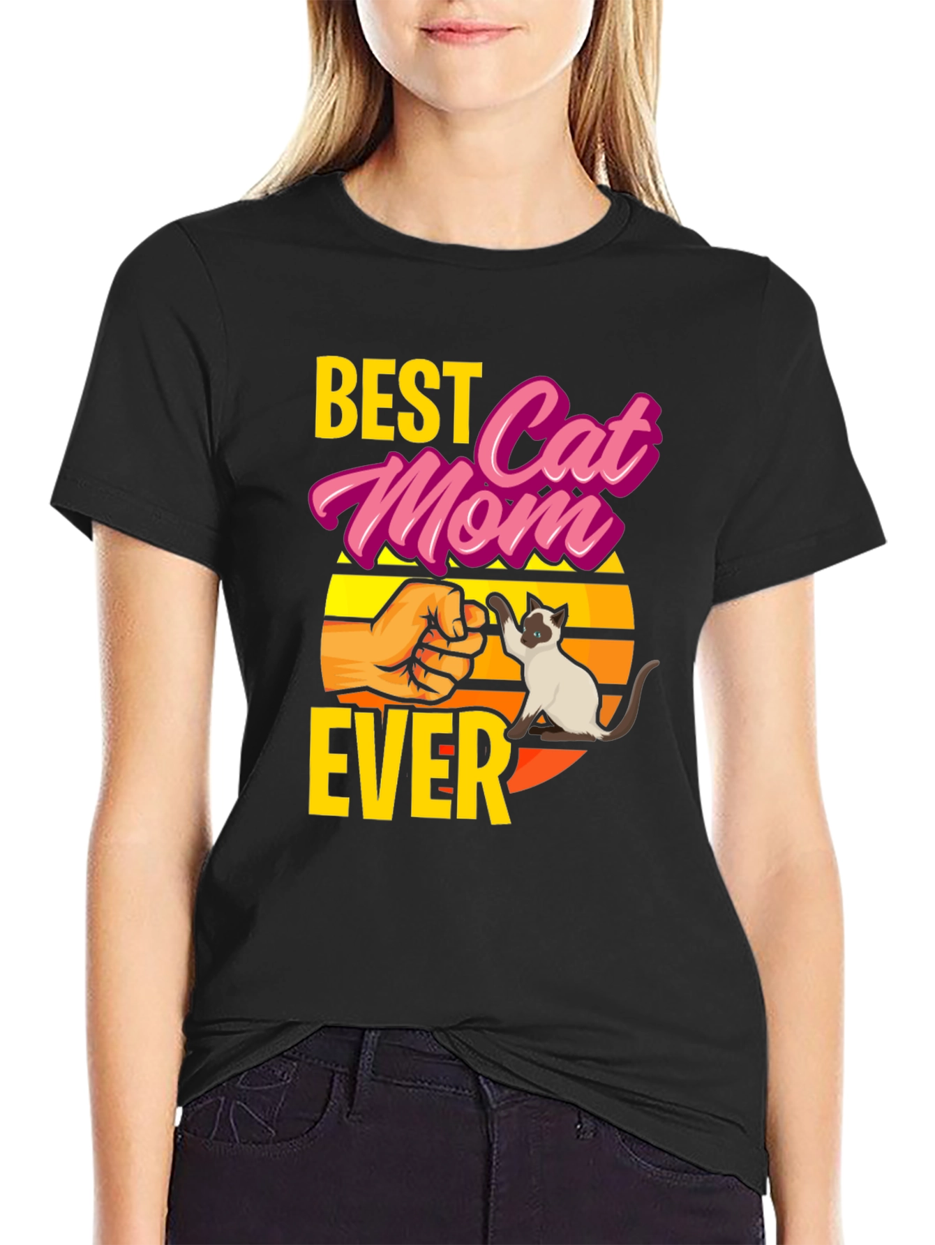 Best Cat Mom Ever Graphic T-Shirt - Novelty Gift