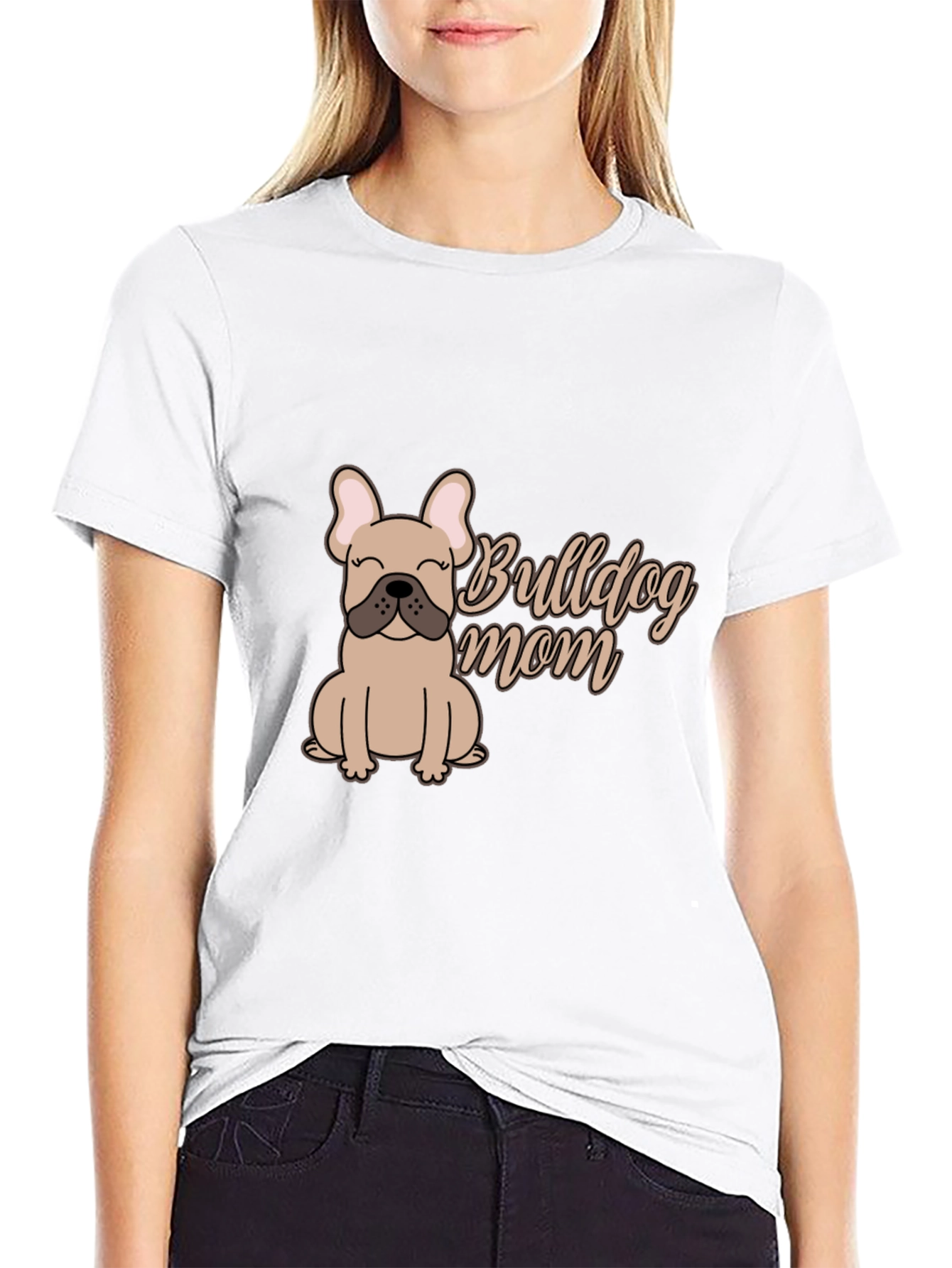 Bulldog Mom Graphic Tee - Soft Cotton Blend