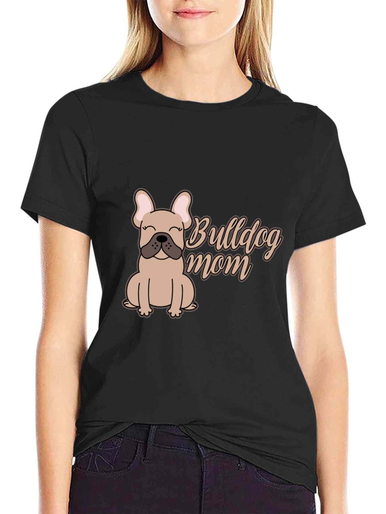 Bulldog Mom Graphic Tee - Soft Cotton Blend