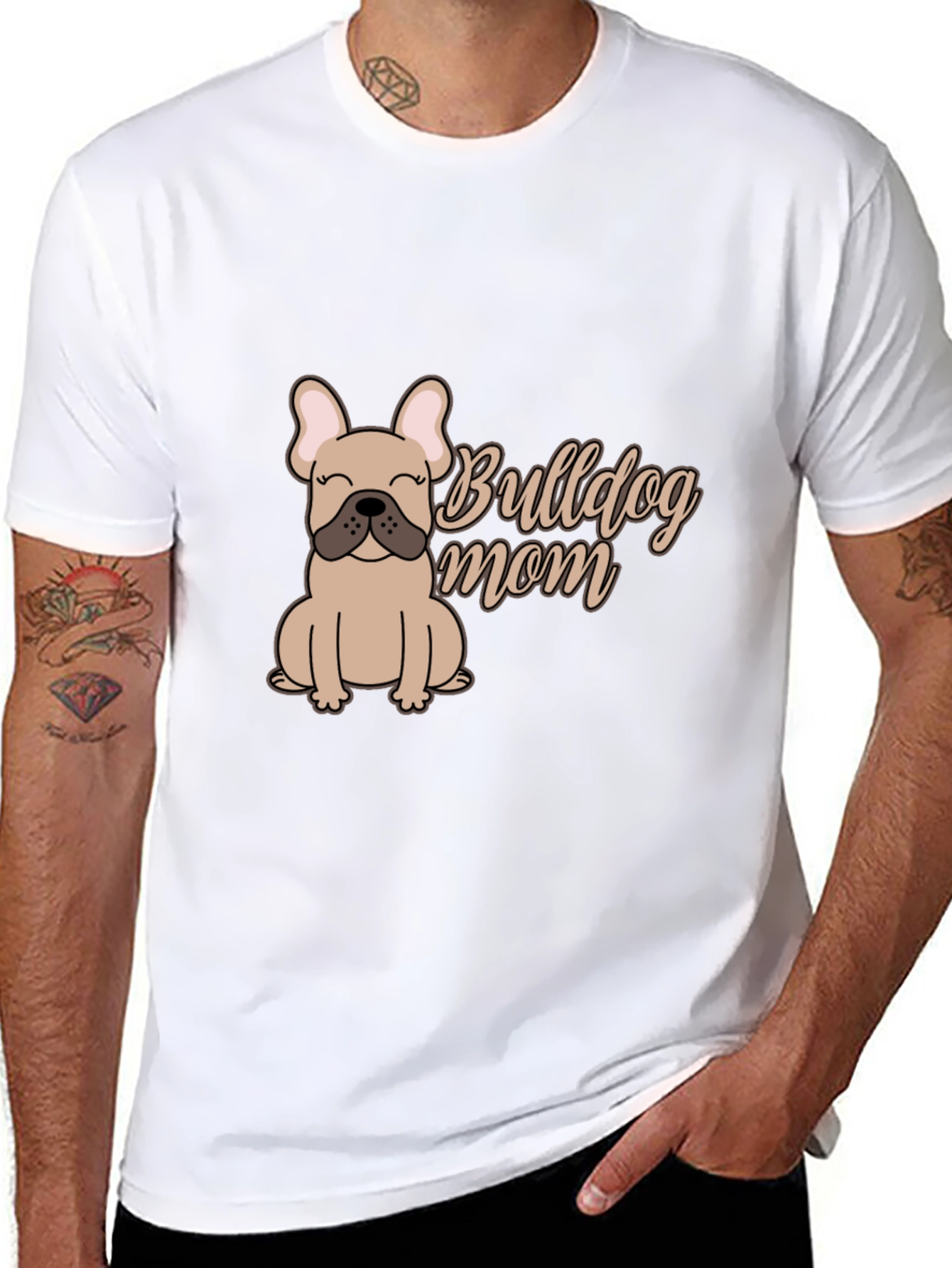 Bulldog Mom Graphic Tee - Soft Cotton Blend