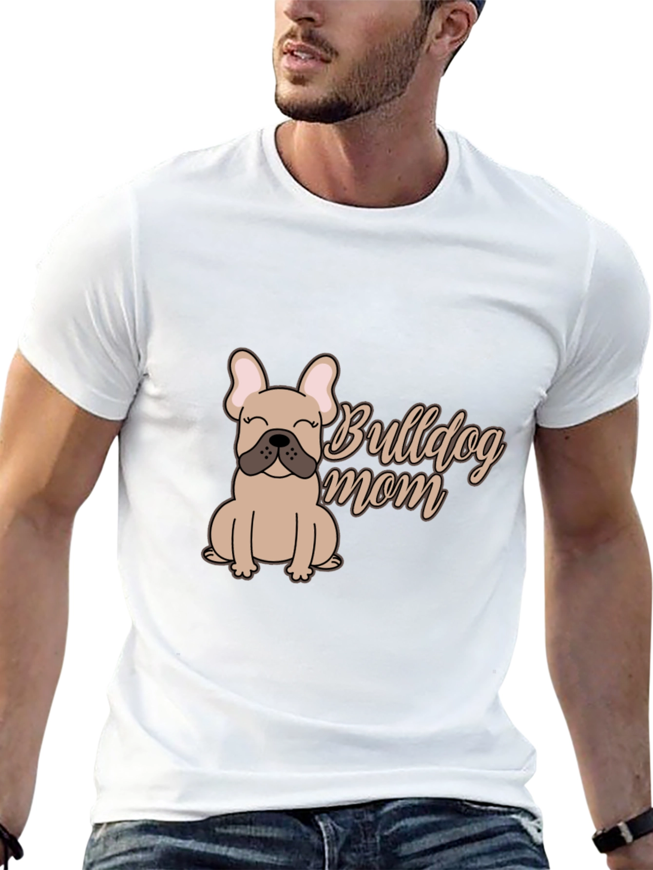 Bulldog Mom Graphic Tee - Soft Cotton Blend