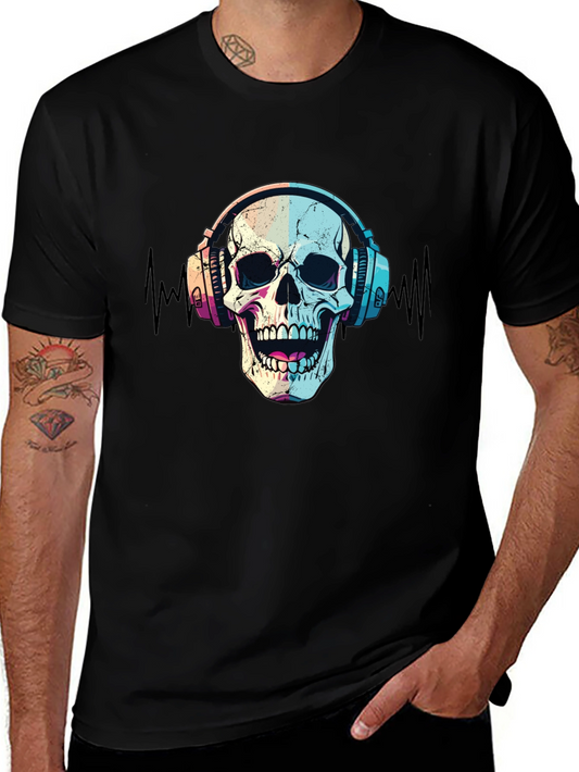 Skull Headphones T-Shirt - Black Graphic Tee
