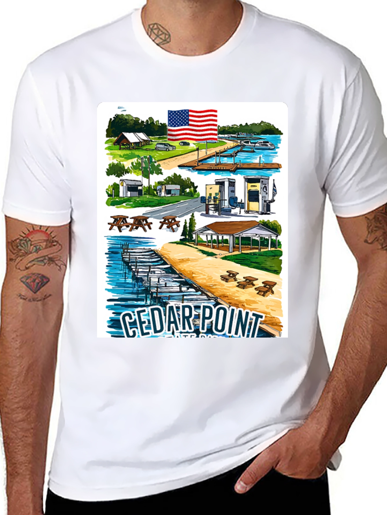 Cedar Point Retro Graphic Tee - Black Cotton Blend
