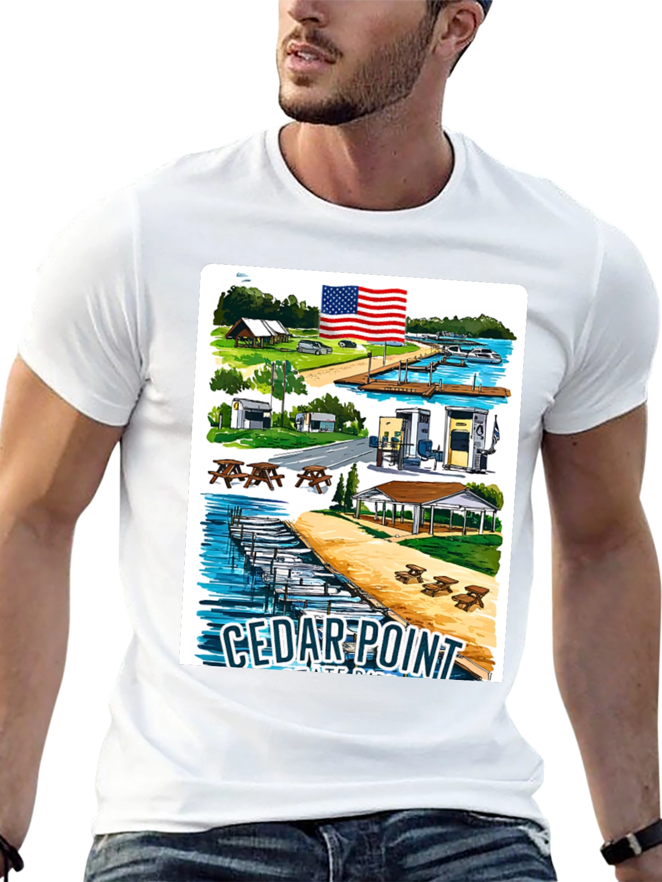 Cedar Point Retro Graphic Tee - Black Cotton Blend