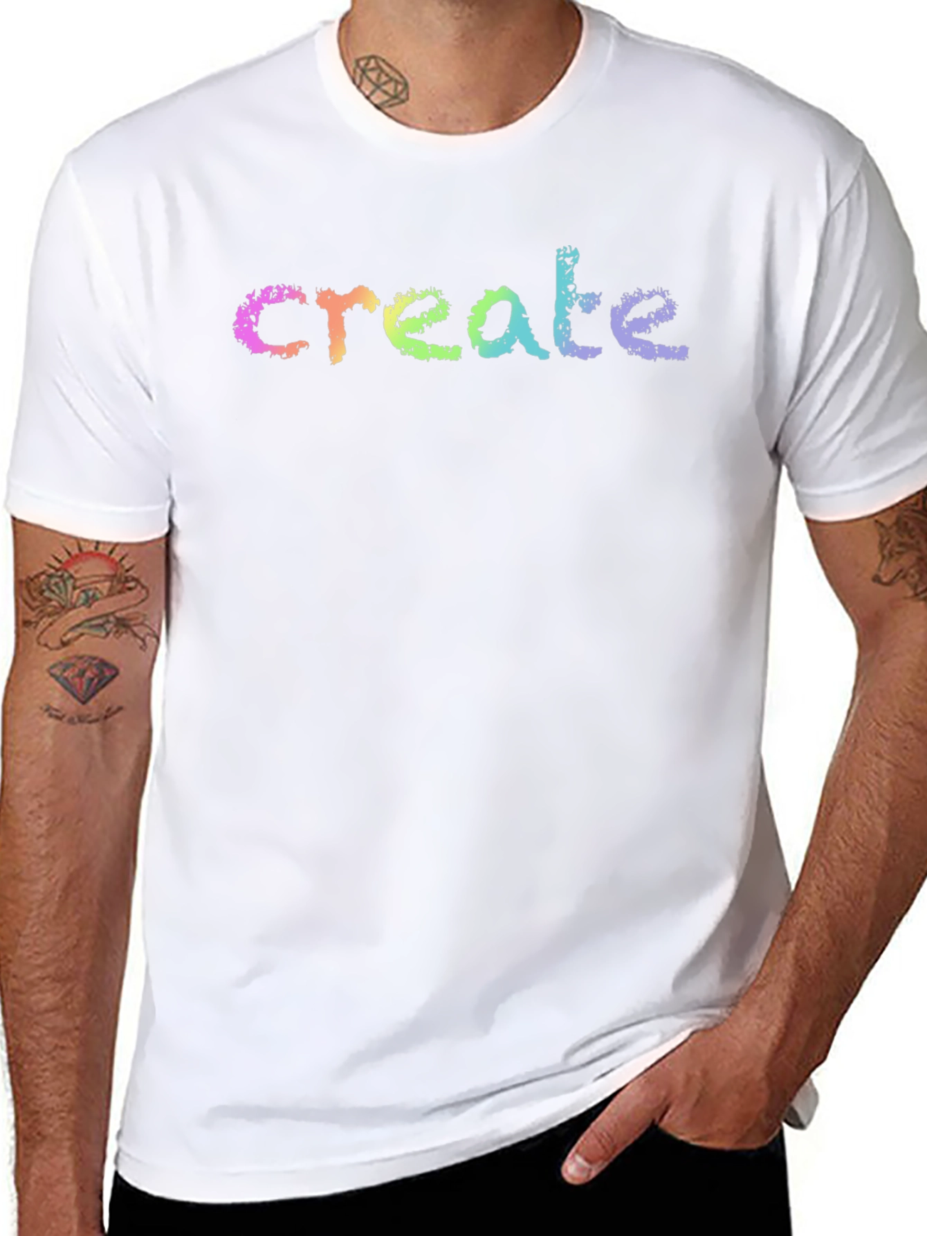 Create Rainbow T-Shirt - Black Cotton Tee