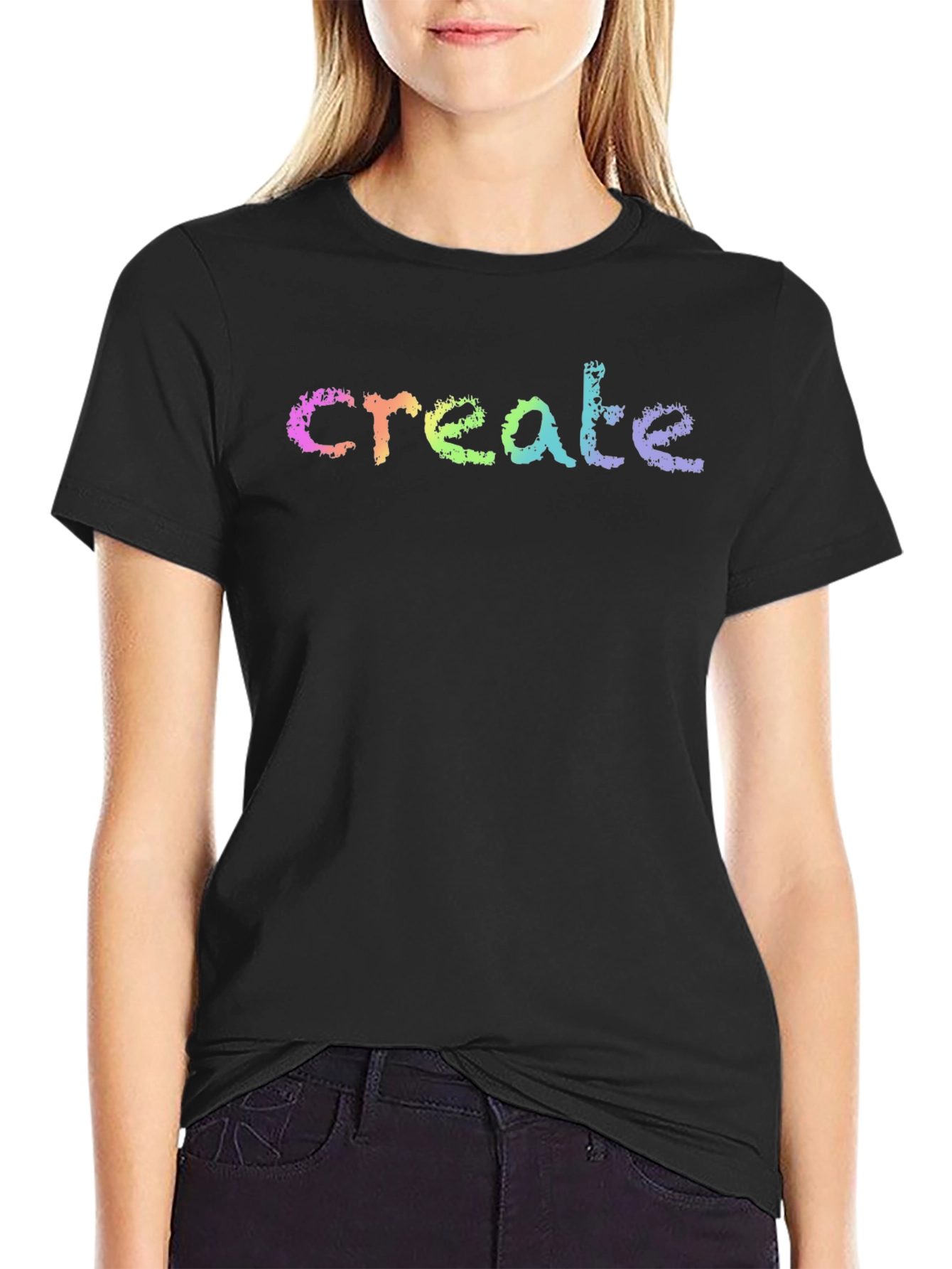 Create Rainbow T-Shirt - Black Cotton Tee