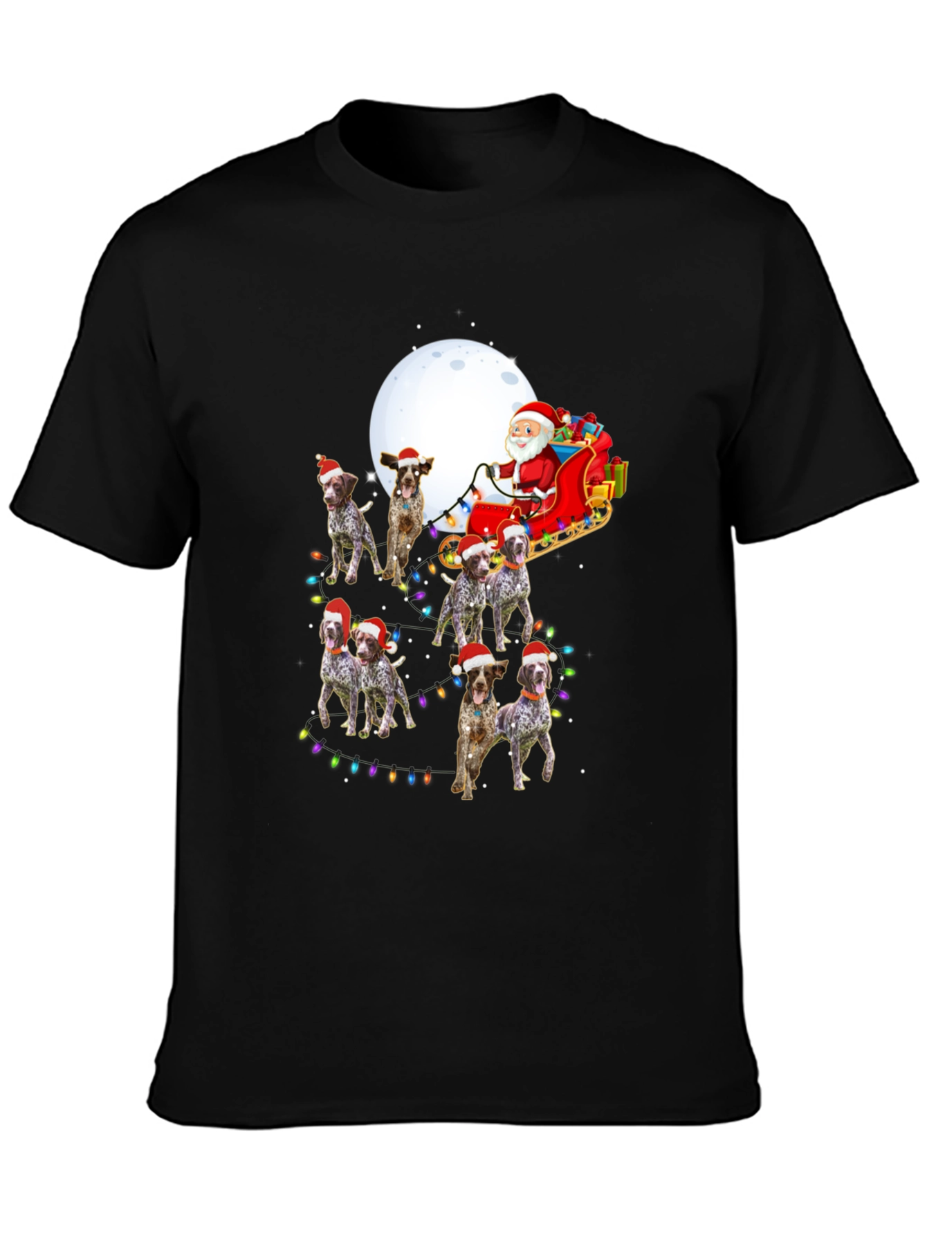 Dog Breed Christmas Santa Sleigh Unisex T-Shirt