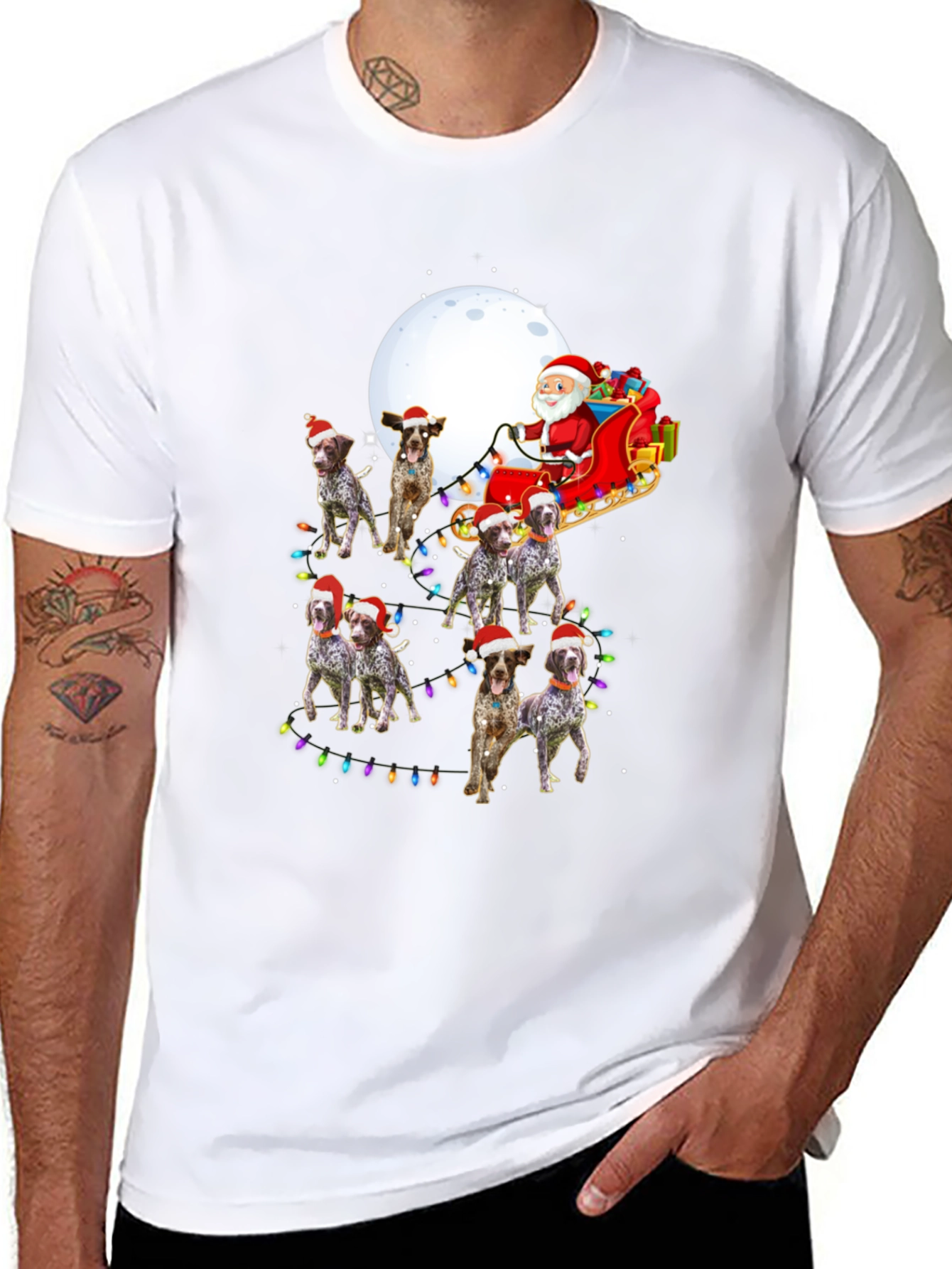 Dog Breed Christmas Santa Sleigh Unisex T-Shirt