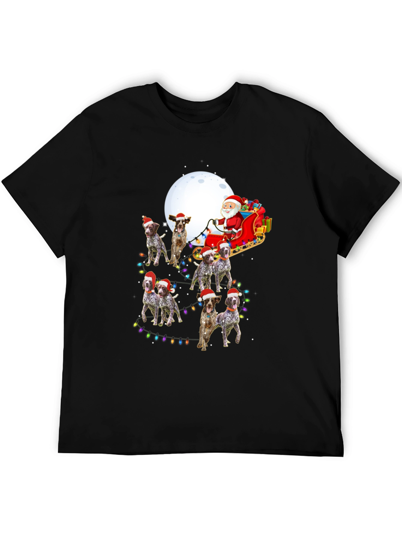 Dog Breed Christmas Santa Sleigh Unisex T-Shirt