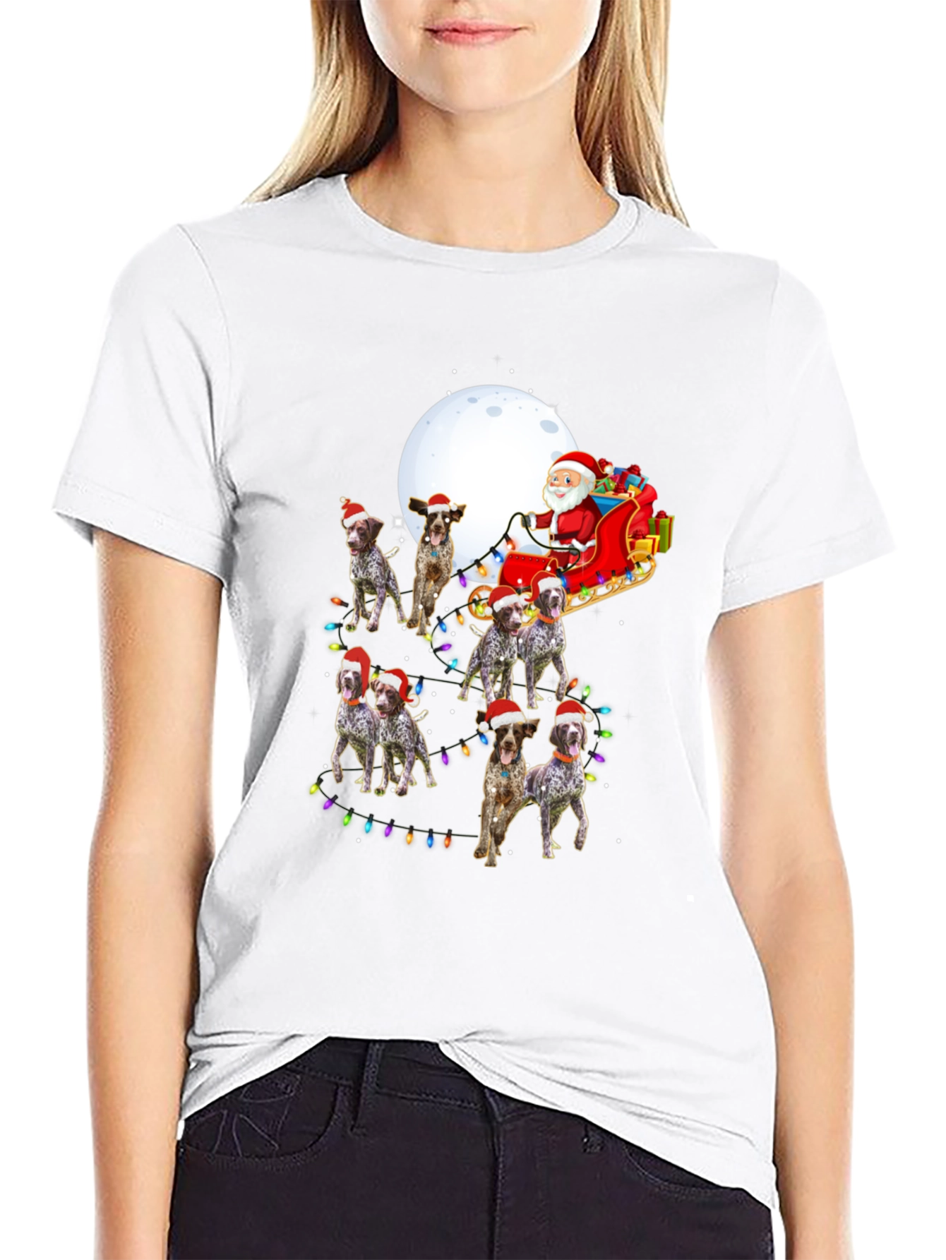Dog Breed Christmas Santa Sleigh Unisex T-Shirt